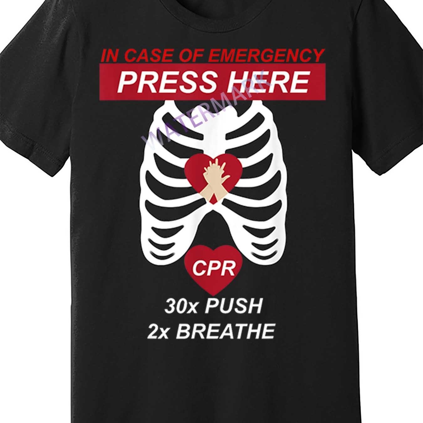 TEMU Cpr T-shirt For , Suitable For Men, Women, And Children, Featuring A Humorous Design. Black Short-sleeve Shirt With Printed Graphics