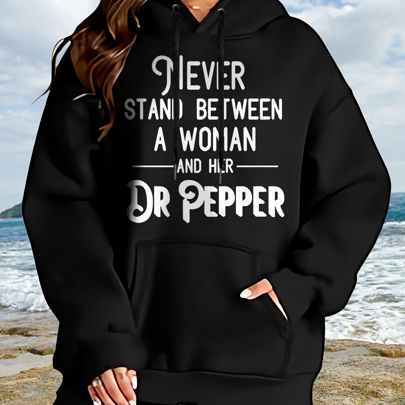 TEMU [fast ]550g Polyester Printed Women Hoodie, Women's Chic Pullover, Comfortable, Fashionable, Casual Long Sleeved, Round Neck, Top, Large Size 550g