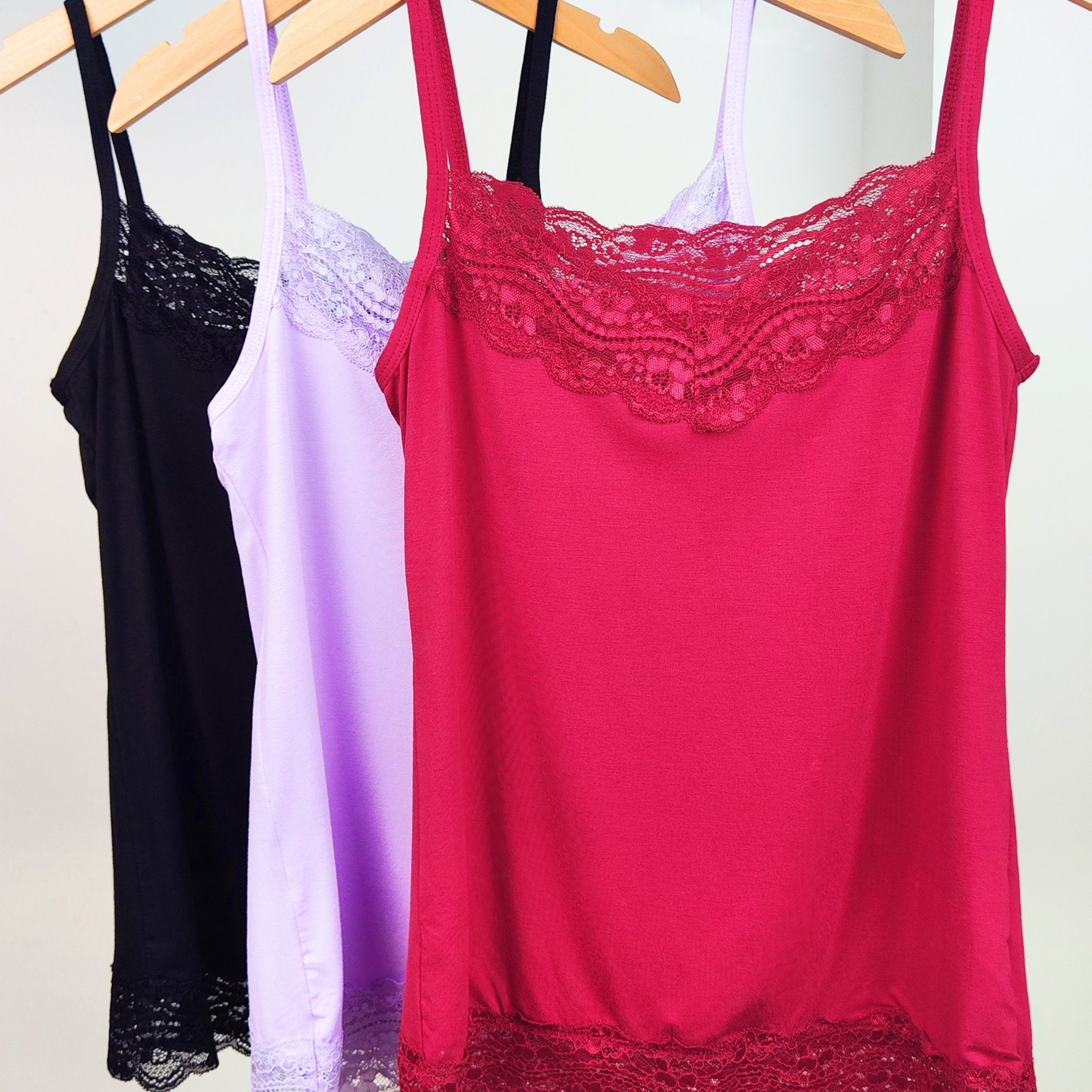 3pcs Women's Lace Camisole Set, Soft And Comfortable Sleeveless Tank Tops