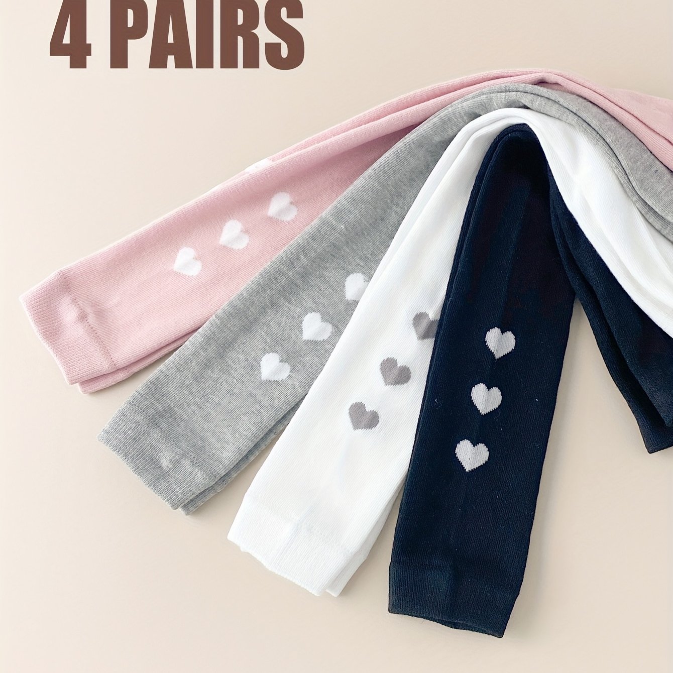 Image of 4 Pairs Girls' Nine-point Tights Baby Toddler Leggings Socks, Children's Leggings, Solid Color -patterned Skinny Pants, Back To School Essentials