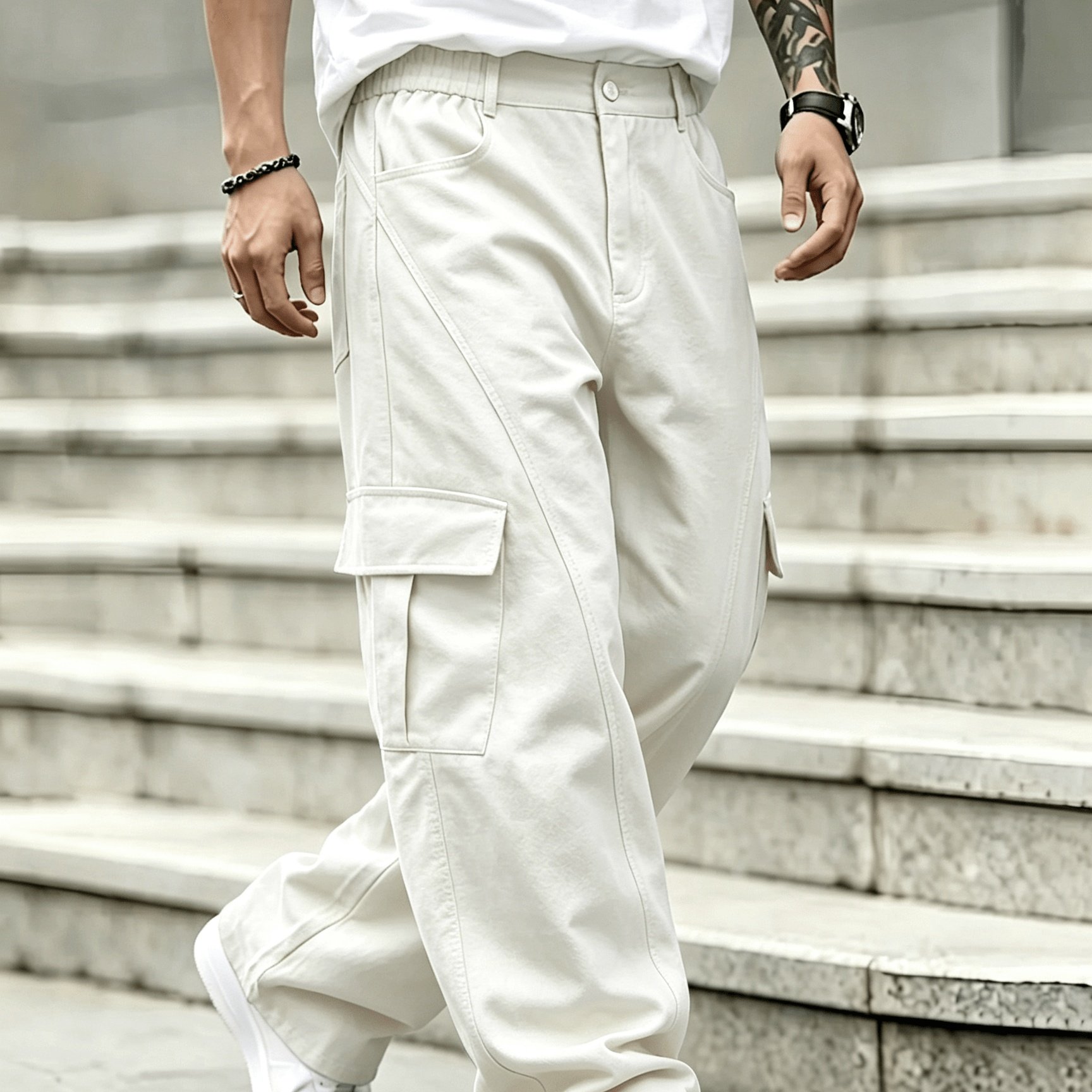 TEMU Heavy Weight Spring Autumn Cargo Pants Trendy Premium Street Loose Straight Casual Trousers