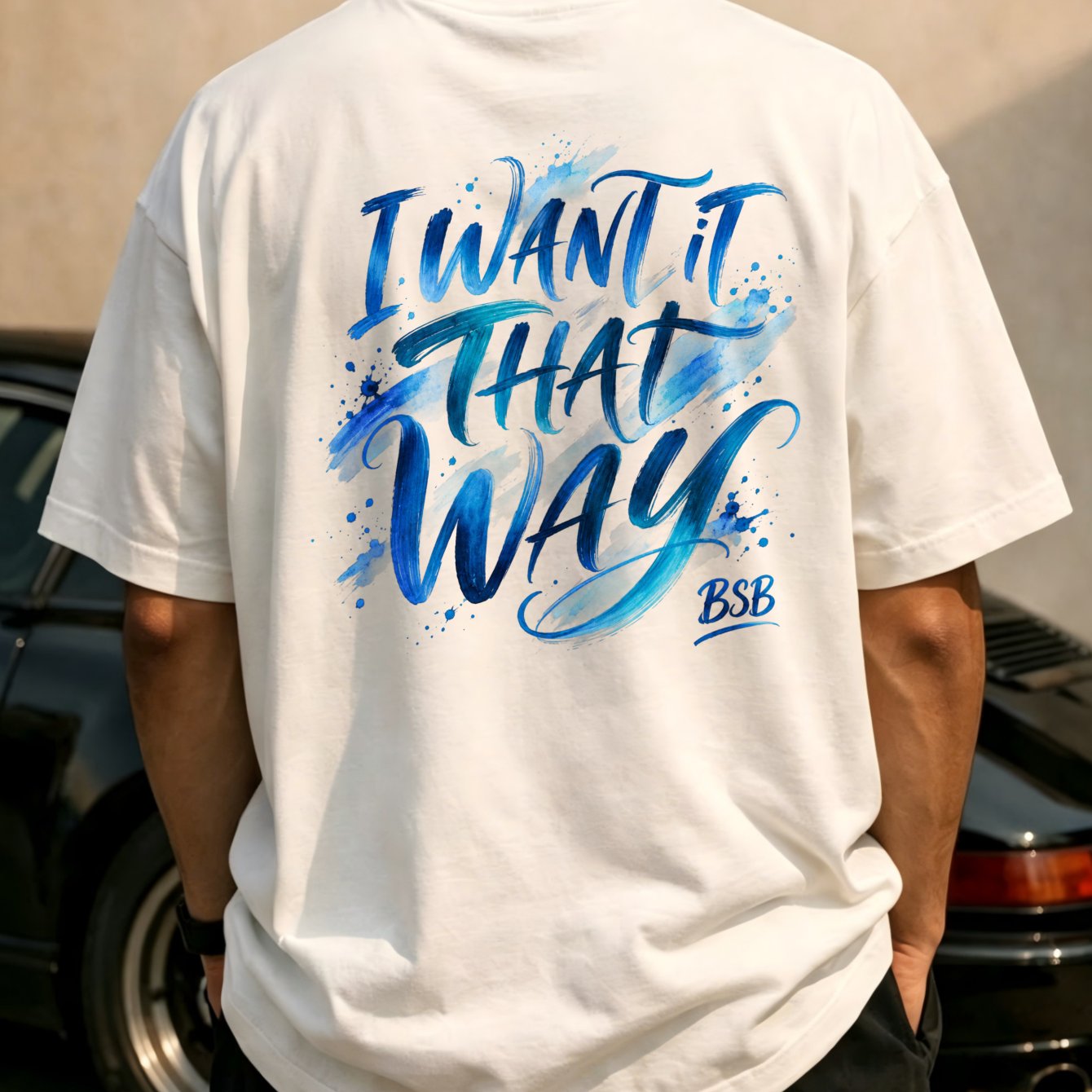 Image of Bsb Watercolor Brush Lettering T Shirt 90s Fan Casual Short Sve Tee Back T Shirt