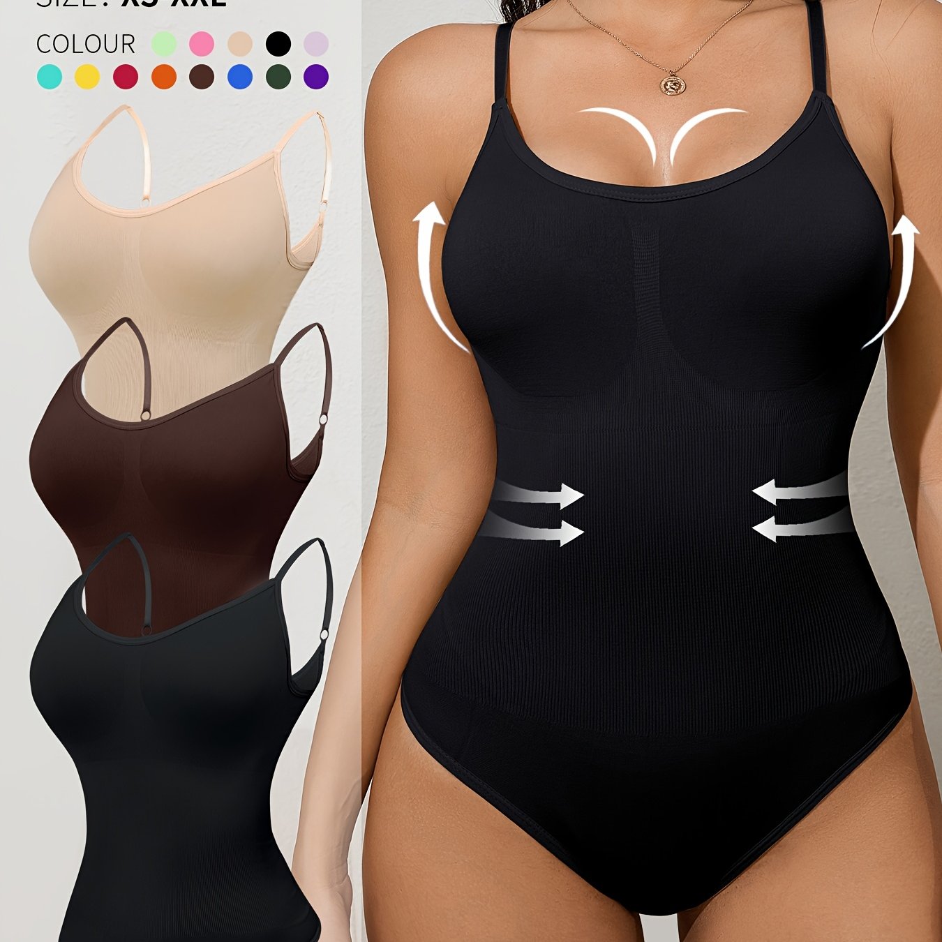 3-strip Pack Body Shaping Tummy Control Lift Thong Bodysuit Tapering Waist Shaping Underwear