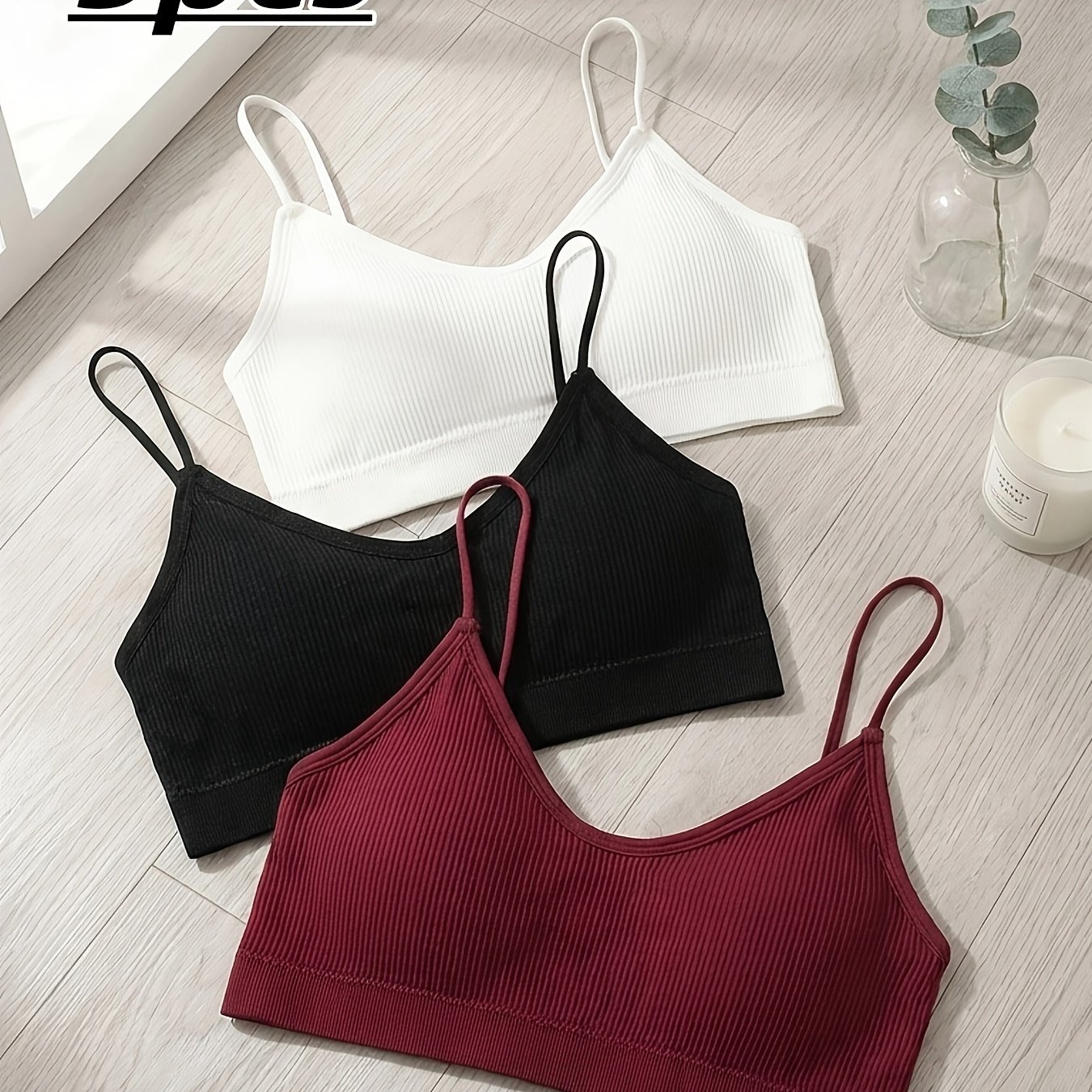 TEMU Conjunto de 3 sujetadores deportivos para mujer, fáciles de abrochar, sin aros, transpirables y que absorben la humedad, ideales para dormir en