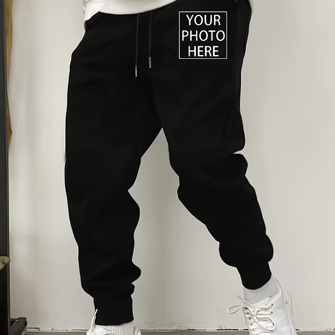 TEMU Custom Pattern Thin Four-season Trousers, Patterned Pants - Elastic Waist With Drawstring, Men's Casual Pants, Thin Four-season Style, Regular