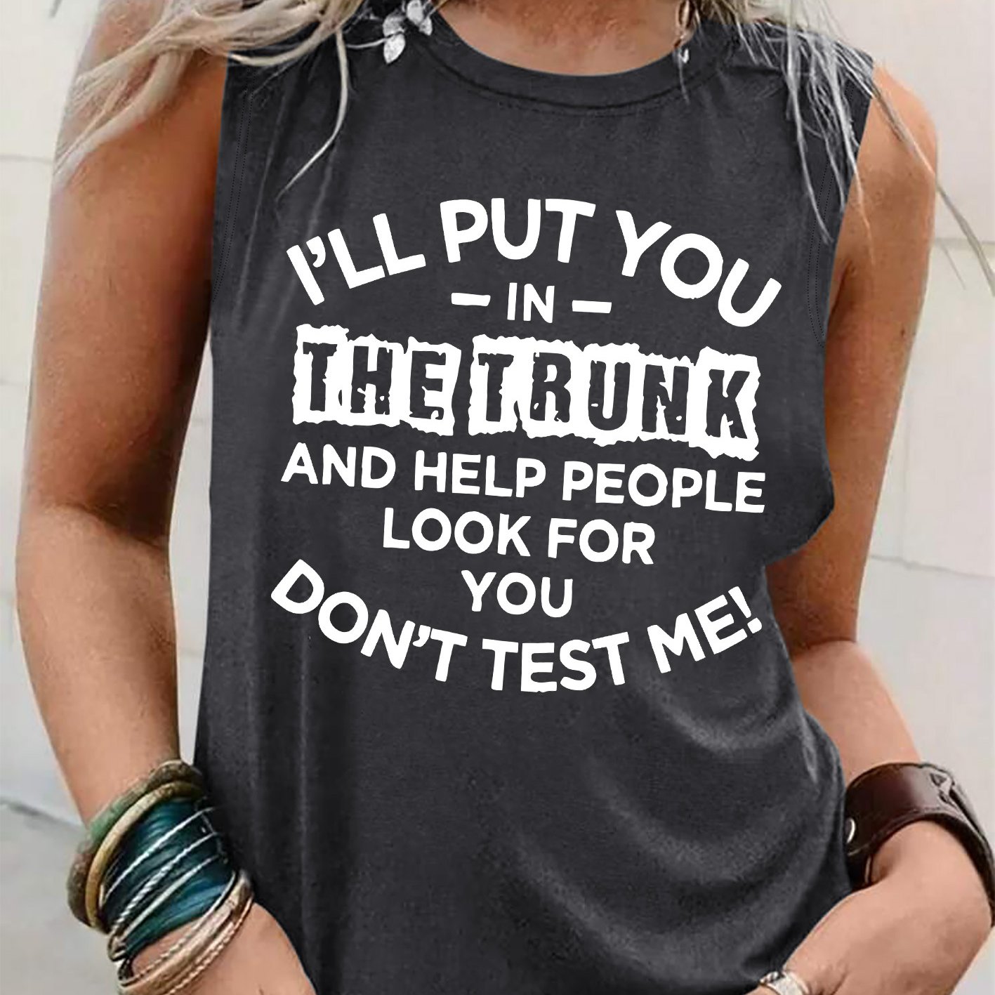 TEMU Graphic Print Tank Top, Sleeveless Casual Top For Summer And Spring, Women's Clothing