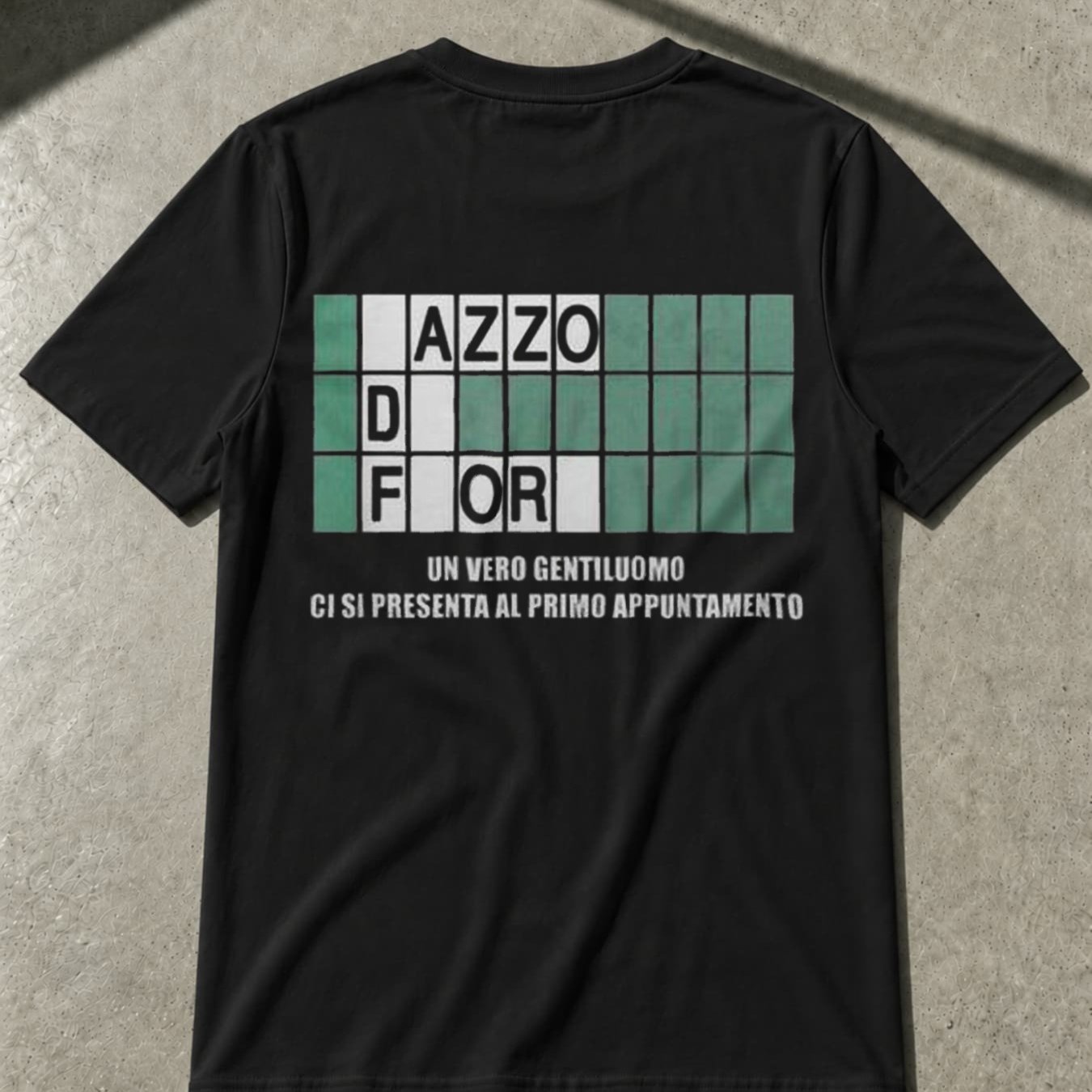 TEMU Men's & Unisex Italian Text & Puzzle Back Print T-shirt - Black Casual Round Neck Tee With Italian Design, Machine Washable Suitable For Casual