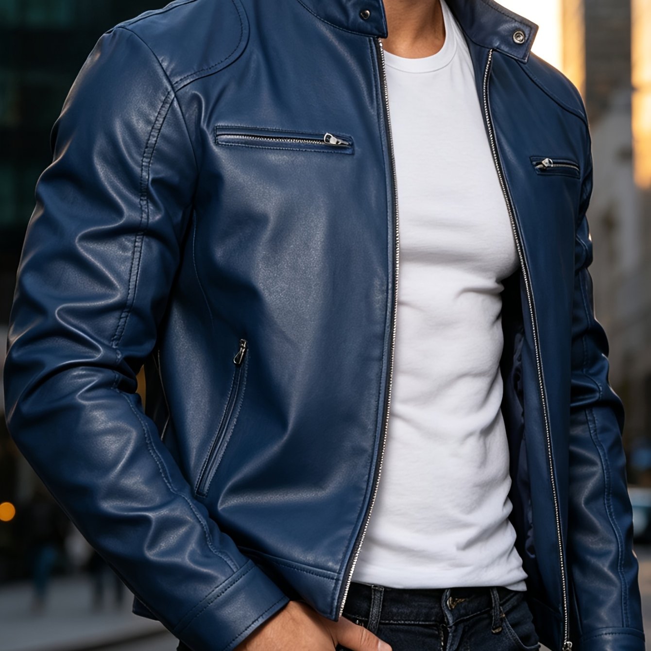 TEMU New Autumn/winter Men's Jacket, European/ Motorcycle Jacket, Men's Stand Collar Windproof Winter Outerwear