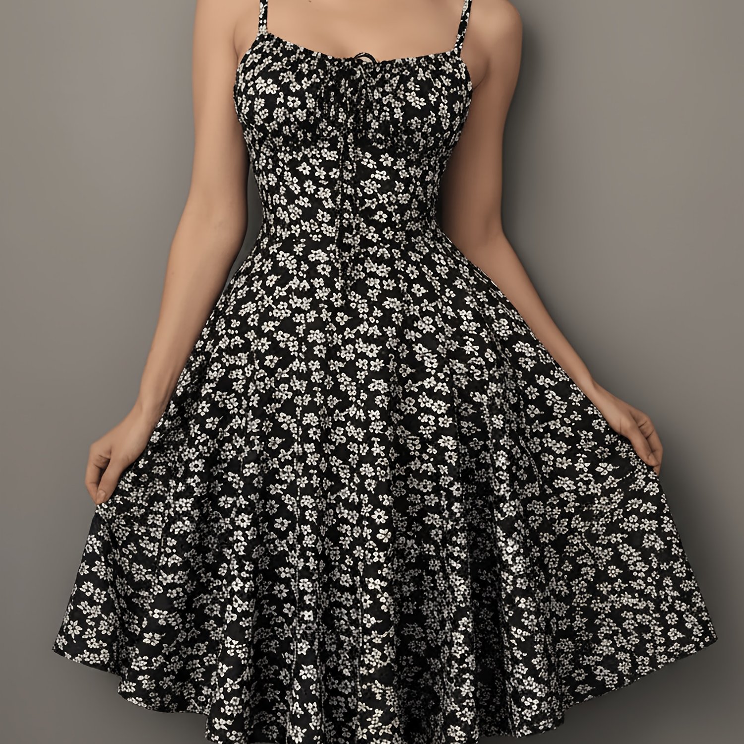 TEMU Summer Elegant Party Casual Vacation Small Floral Print Dress