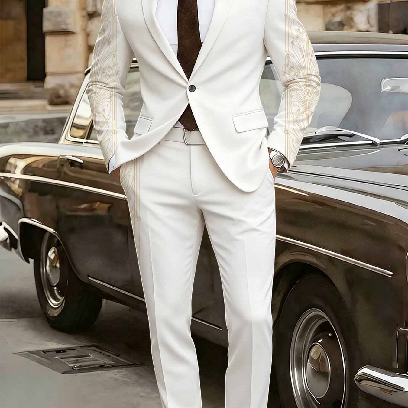 Plus Size Men's Casual Single-button Suit Set Suitable For Regular Fit Ideal For Casual Wear And Semi-formal Occasions Stylish For Everyday Suit Outfit, Plus Size