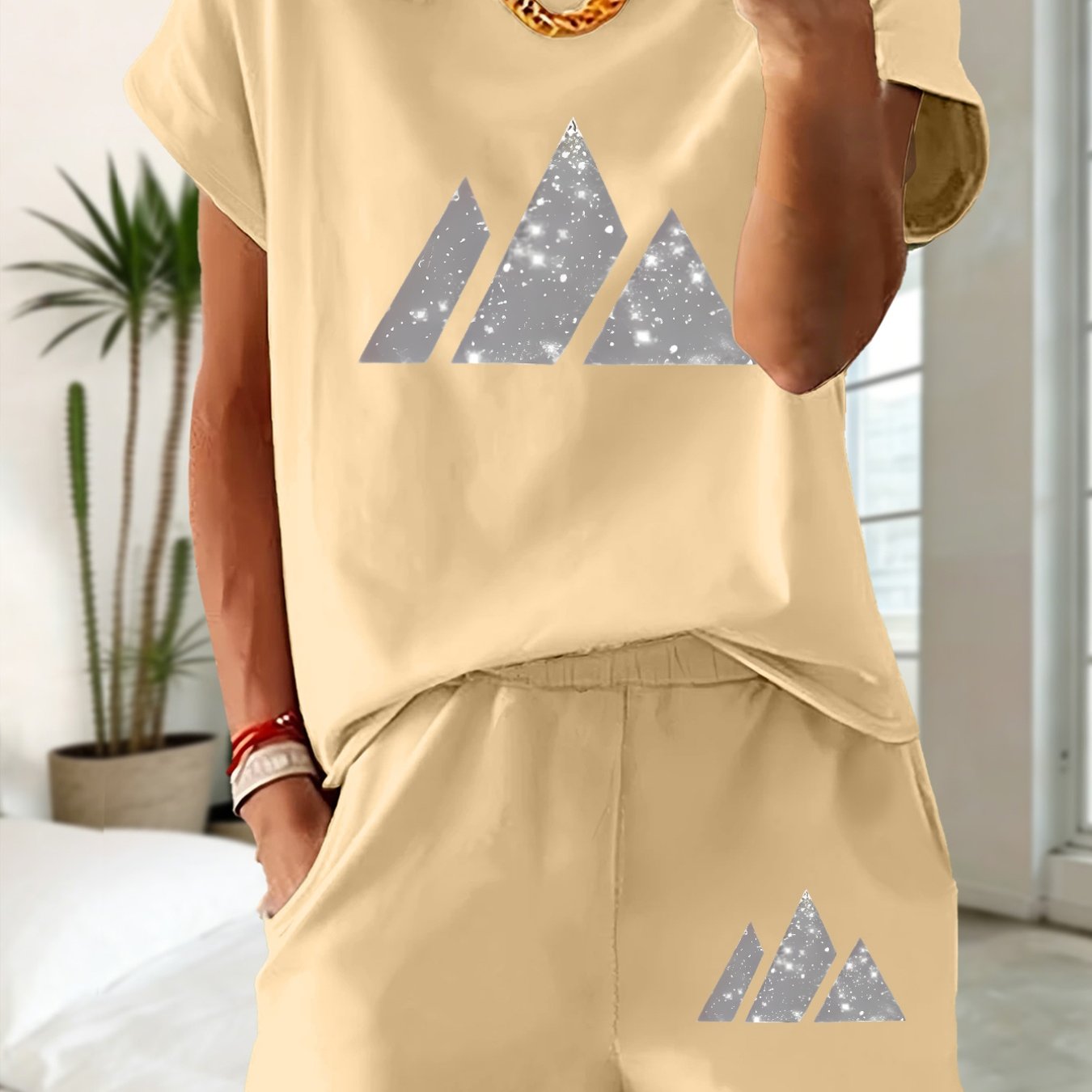 TEMU 2pcs Casual Sportswear Set, Fashionable Triangle , Comfortable And Versatile, Showcasing . New Y2k Women's Sportswear, Summer Casual Daily