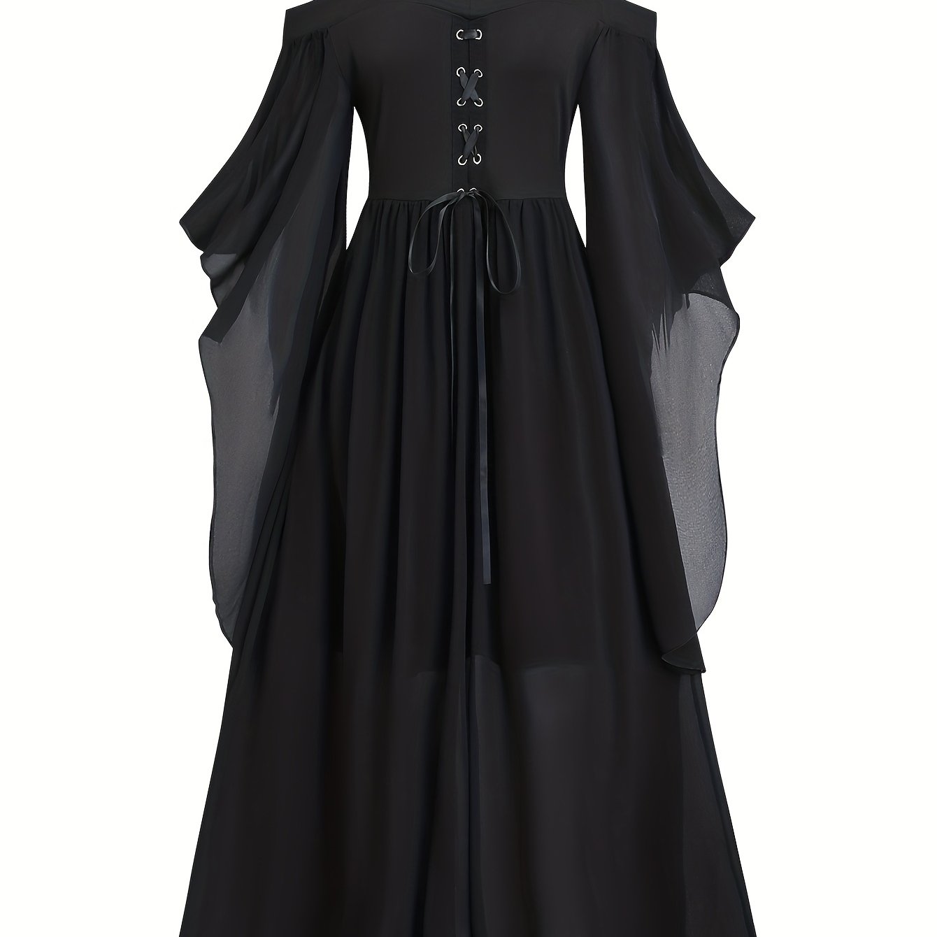 E-shop Damen Mittelalter Renaissance schulterfreies Maxi-Kleid Halloween Hexe Prinzessin Rollenspiel Kostüm Party Goth Elegantes Kleid