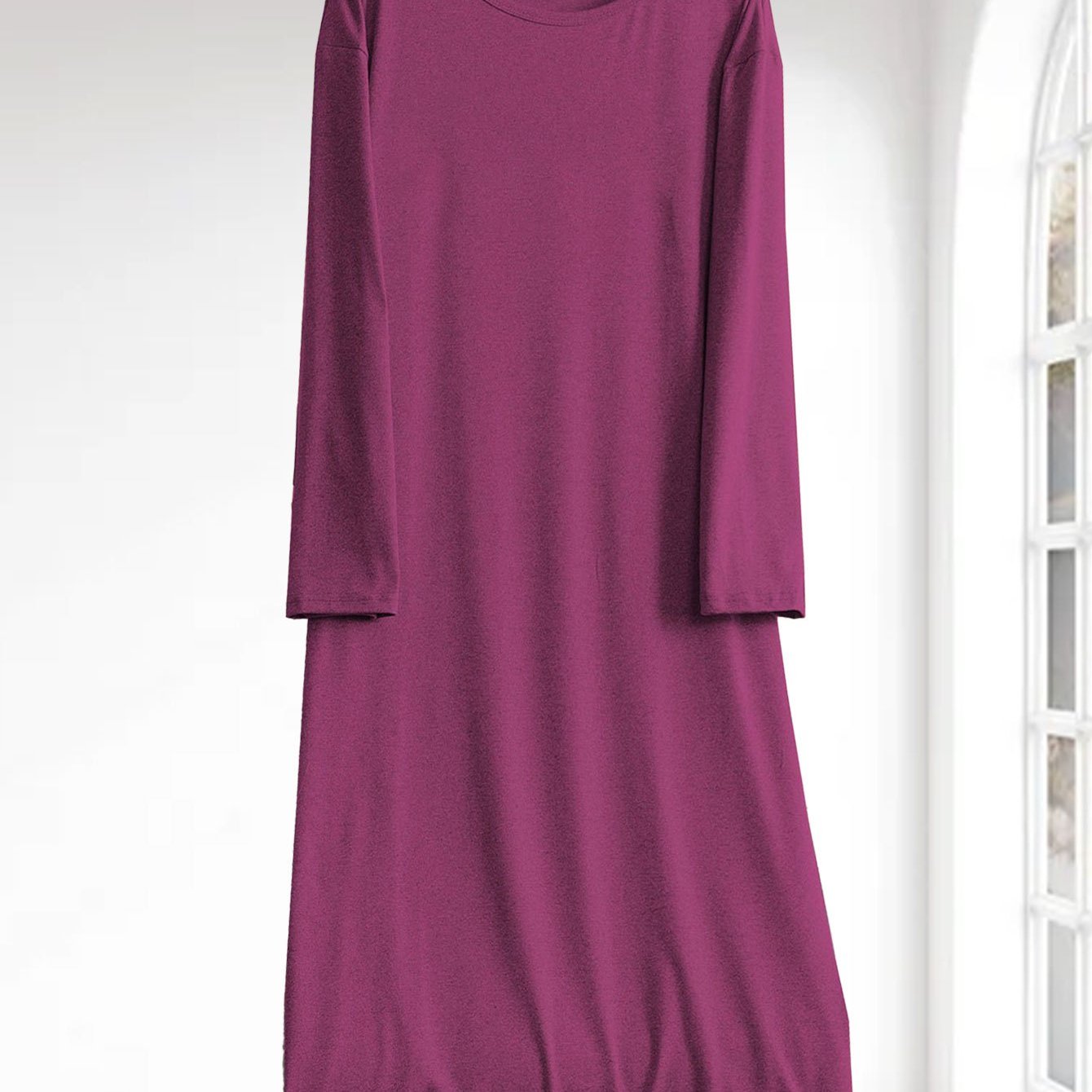 TEMU Solid Color Plus-size Women's Loungewear Dress