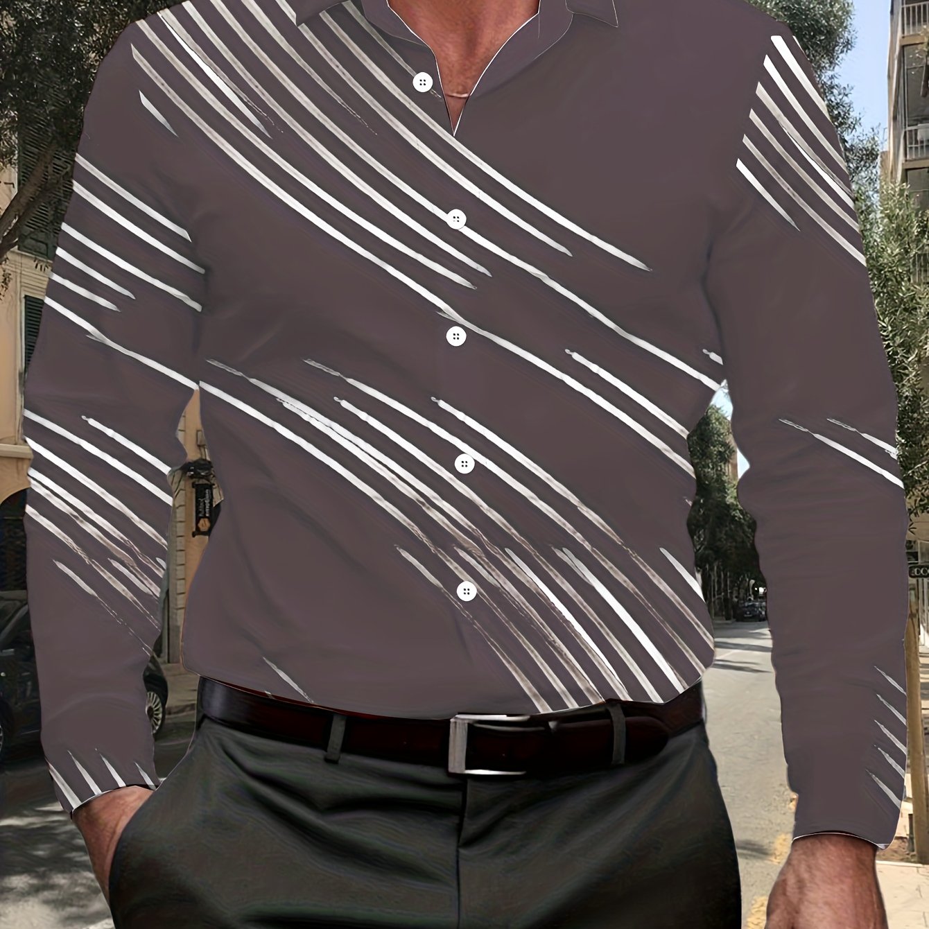 TEMU Men's Casual Fashion Long-sleeve Shirt, Suitable For Commutes, Easily To Styles