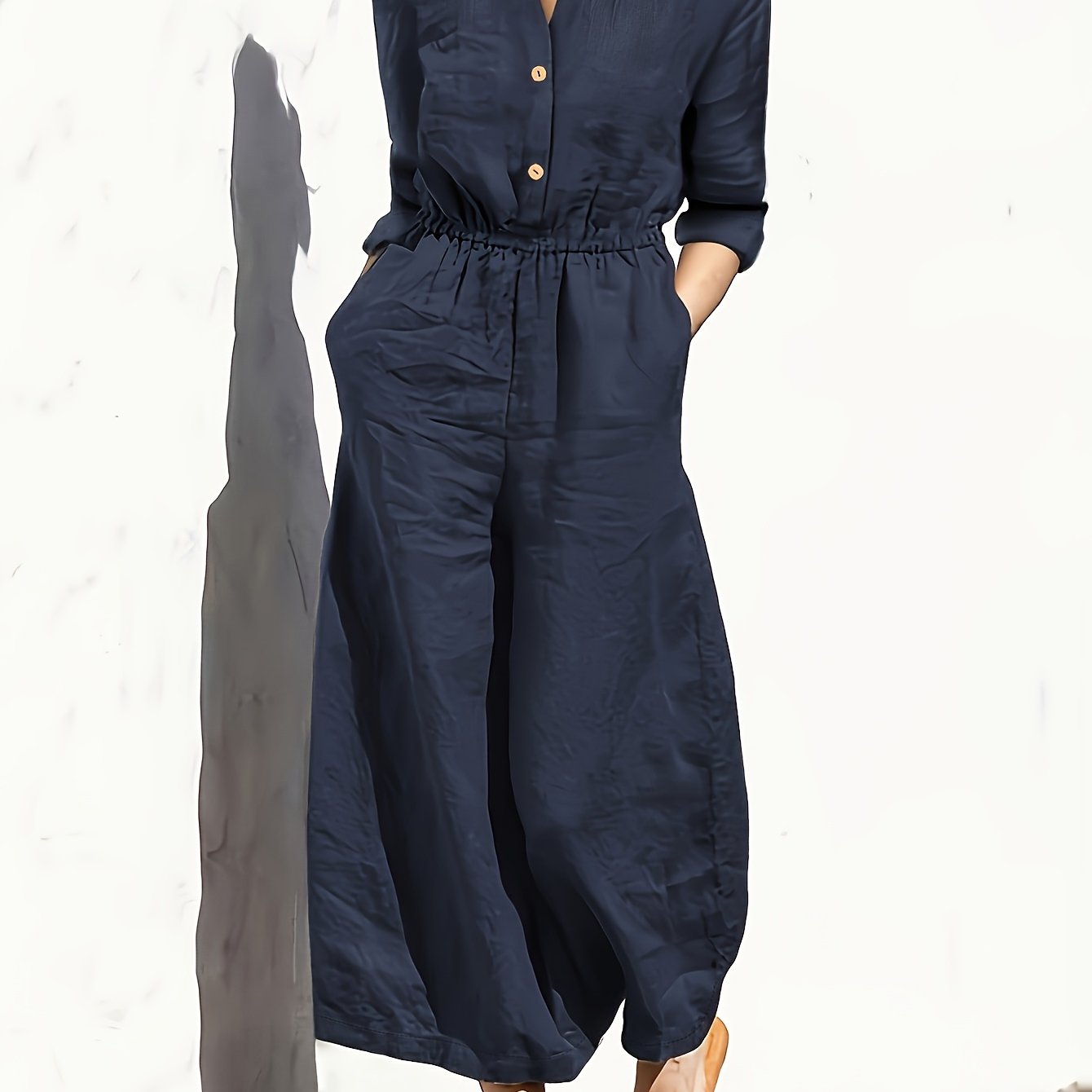 E-shop Sommer Neuheit Modischer Casual Damen Overall mit Doppeltaschen Knopfdetail für den Urlaub