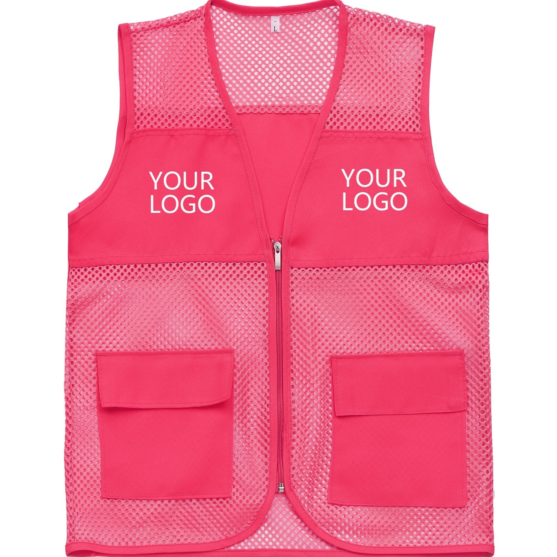 TEMU Custom Logo-printed Work Vest, Volunteer Mesh Vest With Printed Text For Company Events, Team Building, And Promotional Use