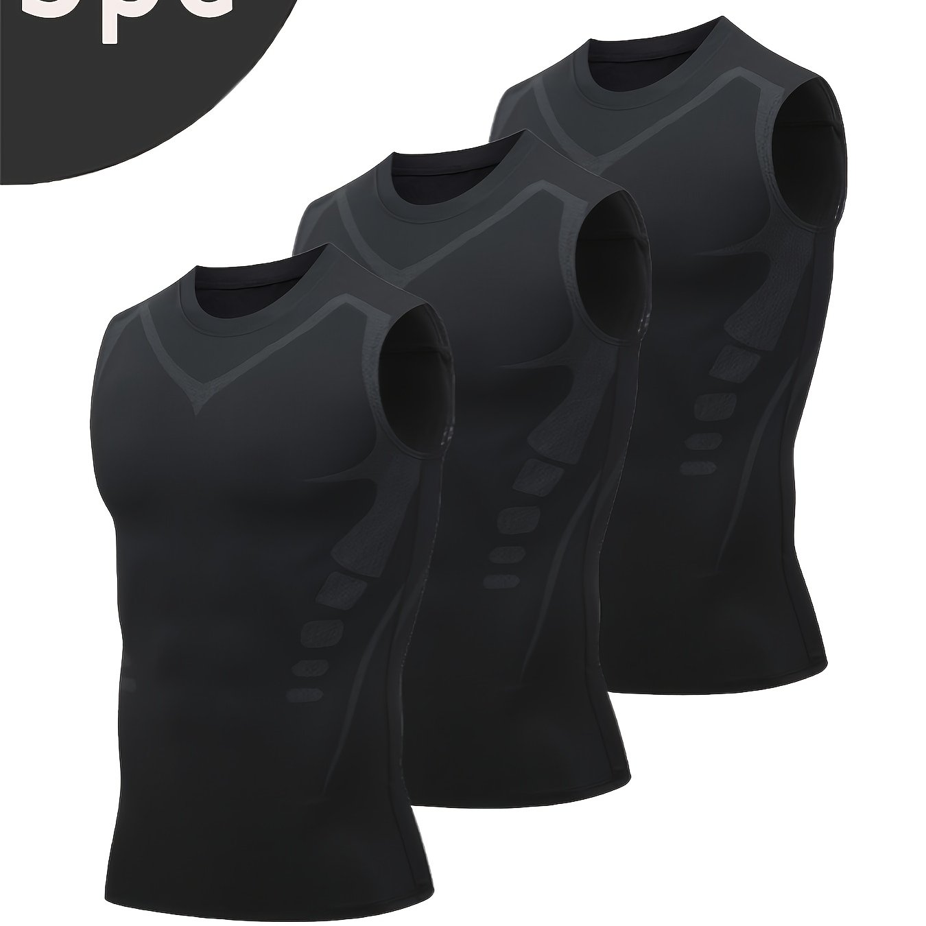 TEMU 3pcs Men's Sports Compression Tank Tops, Basketball Athletic Sleeveless Shirts, Training Vests, Moisture-wicking Breathable Quick- Layer For