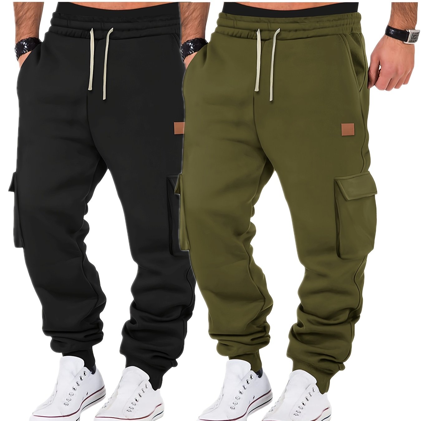 TEMU 2pcs Men's Casual Athletic Jogger Pants - Durable, Versatile, And Warm Polyester Sweatpants