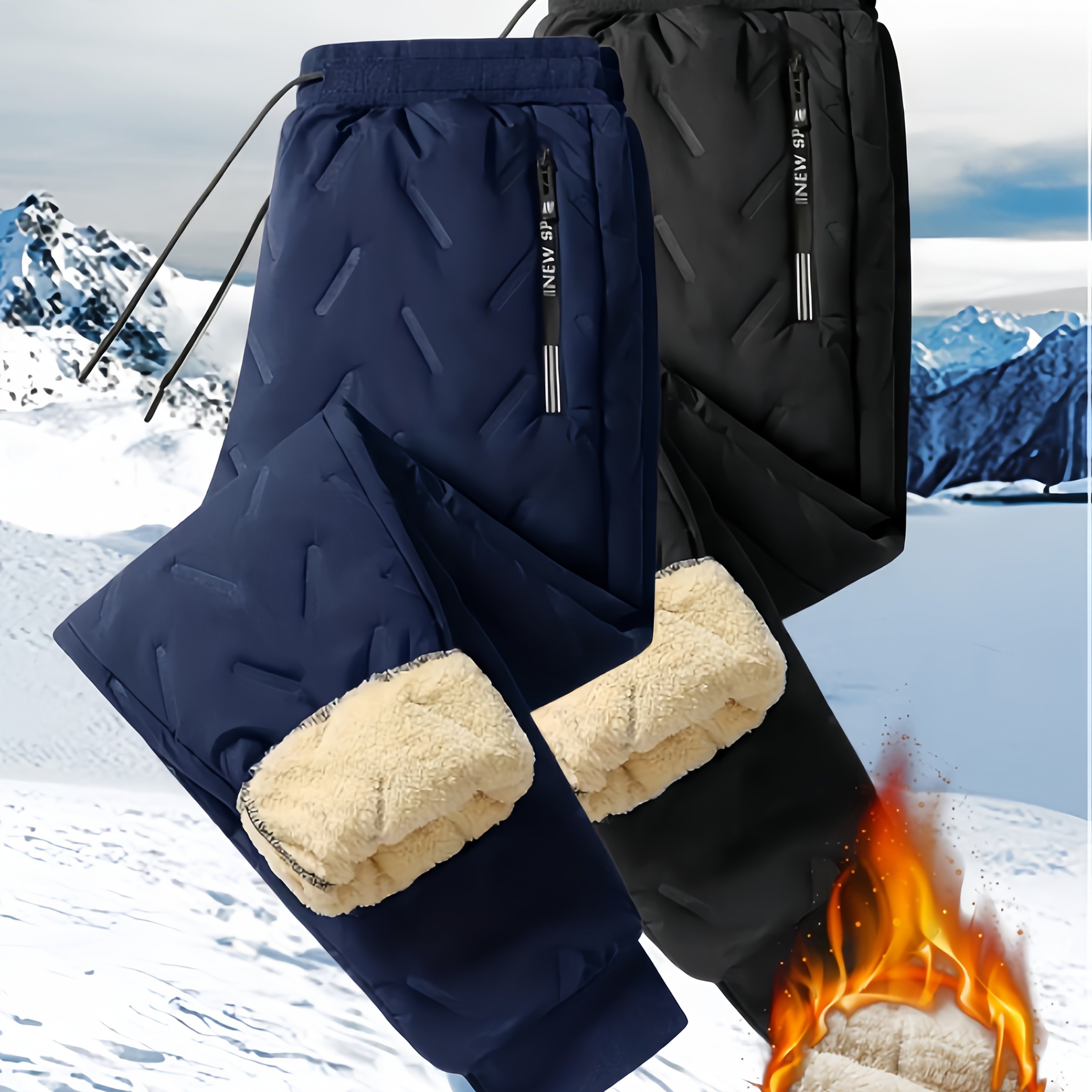 TEMU 2pcs Women's Autumn/winter -lined Thickened Thermal Sports Pants, Casual Sport Style, Solid , With Zippered Pockets, Cold-proof And Warm Pants,