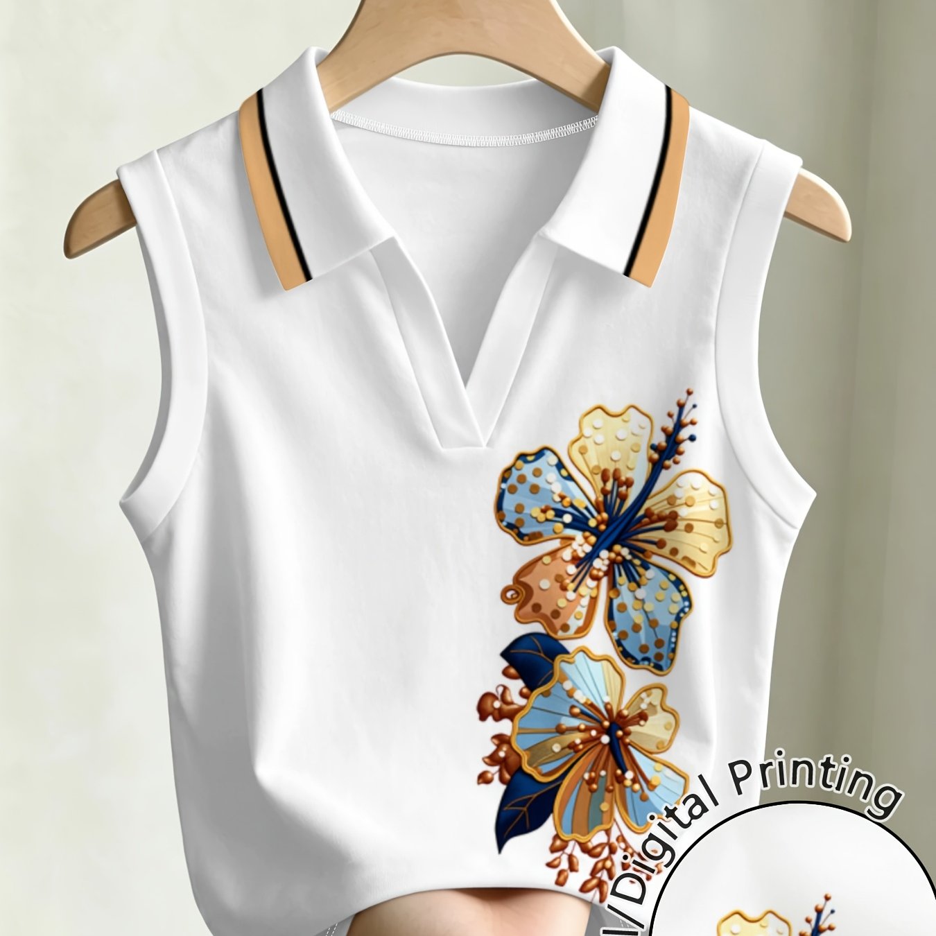 TEMU Haut manches imprimé pour femme, motif floral , respirant, confortable, polyvalent, tendance , haut court décontracté, convient pour , les et la