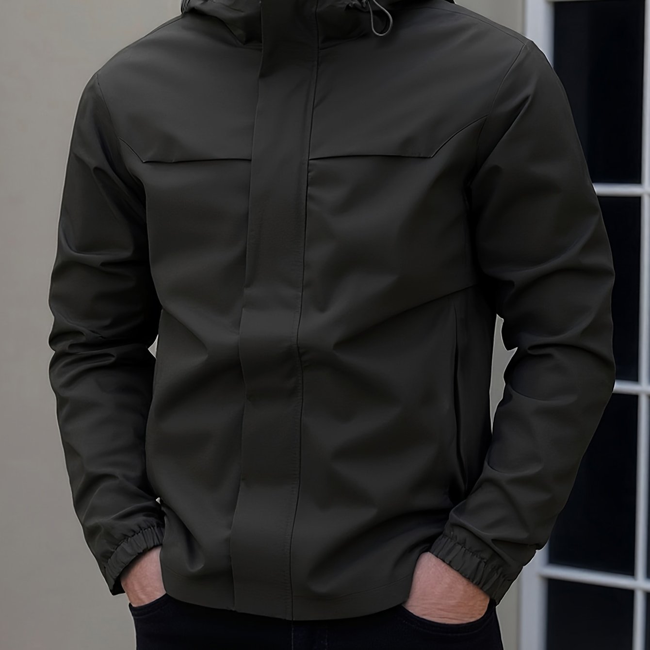TEMU Men's New Jacket For Spring And Autumn, Casual Sports Outdoor Zippered Pockets, With A Hood Design