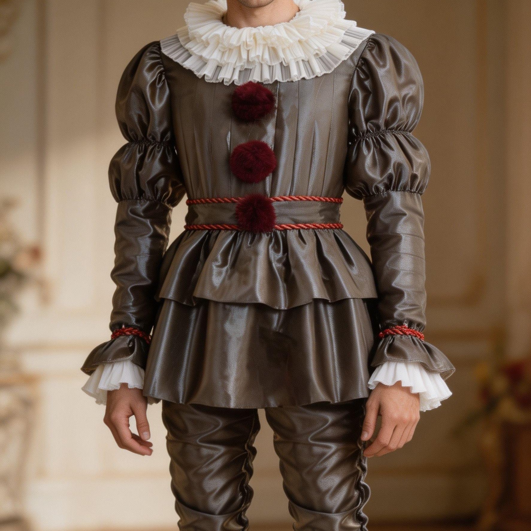 TEMU Horror Clown Halloween Costume Cosplay Party Role-playing Full Set Adult Costume, Suitable For Anime Exhibition And Themed Parties, Role Play