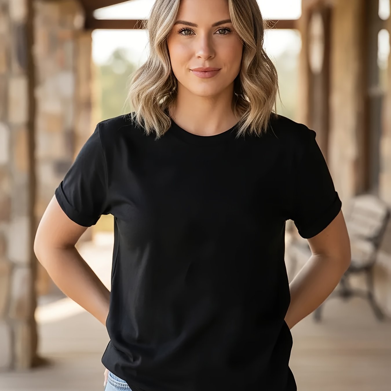 TEMU Women's Oversized Short Sleeve T-shirt Top - Loose Neck Blouse-compatible Basic Solid Color Shirt Suitable For Outdoor, Casual & Casual Attire,