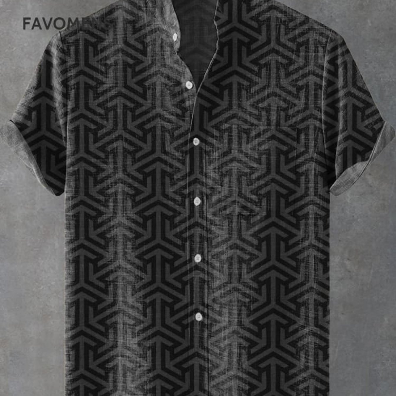 TEMU Men's Digital Printed Stand Collar Shirt