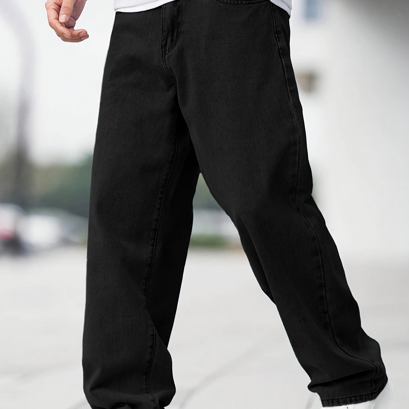 Image of American Trendy Washed Men's Jeans Versatile Straight Casual Pants (no Belt/no Accessories)