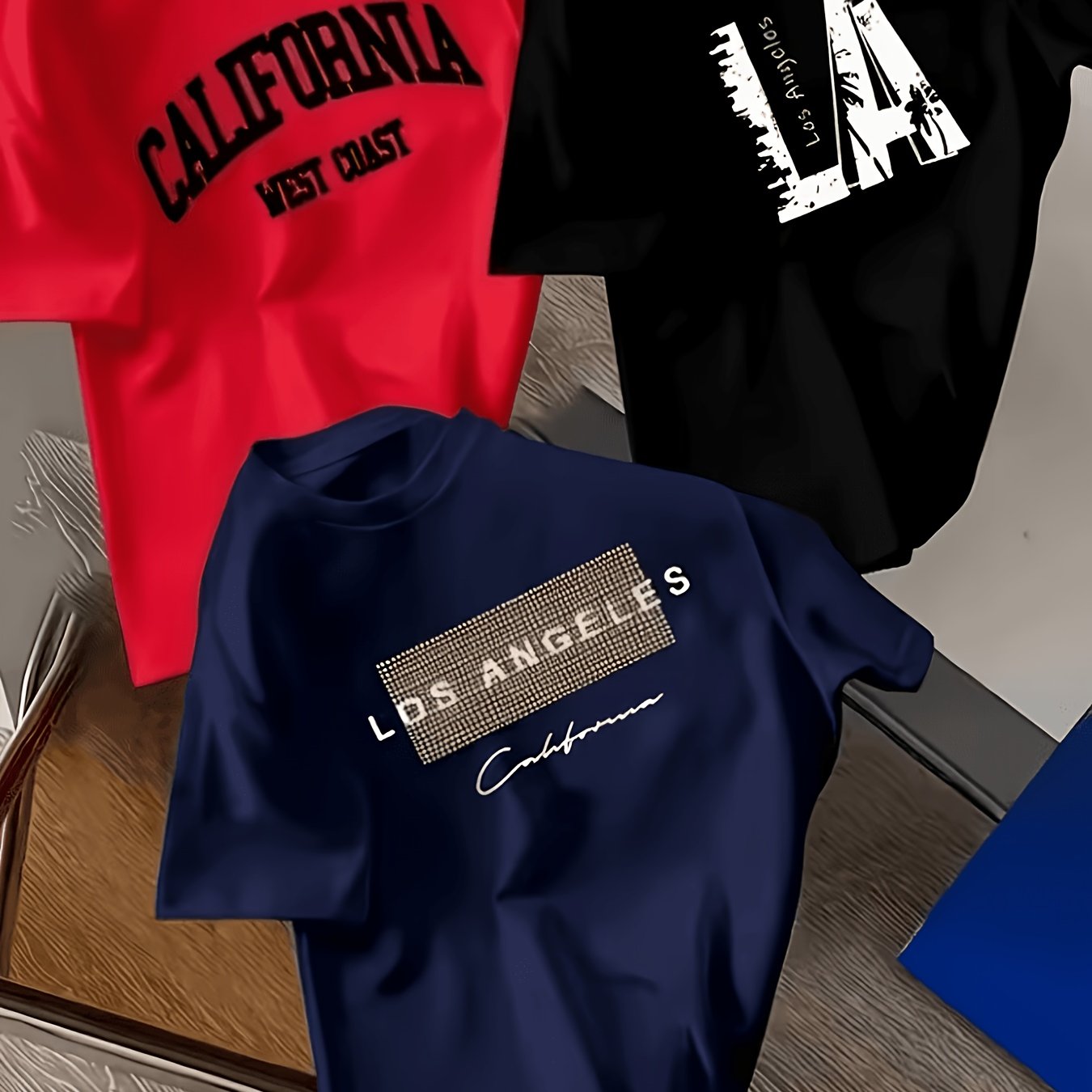 TEMU 3pcs Set Of Men's Fashion Trendy 'english Letters' Print Short-sleeve T-shirts, Versatile , Suitable For Indoor Leisure And Outdoor Play And