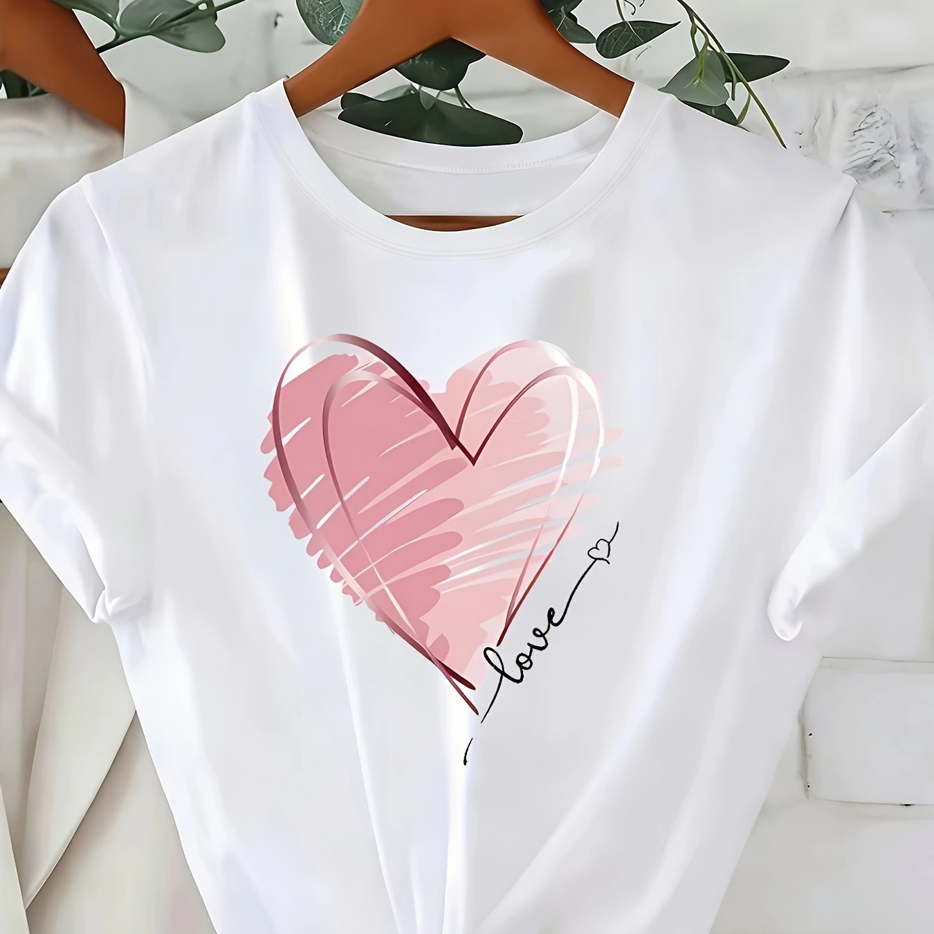 TEMU Summer Trendy Heart Print T-shirt