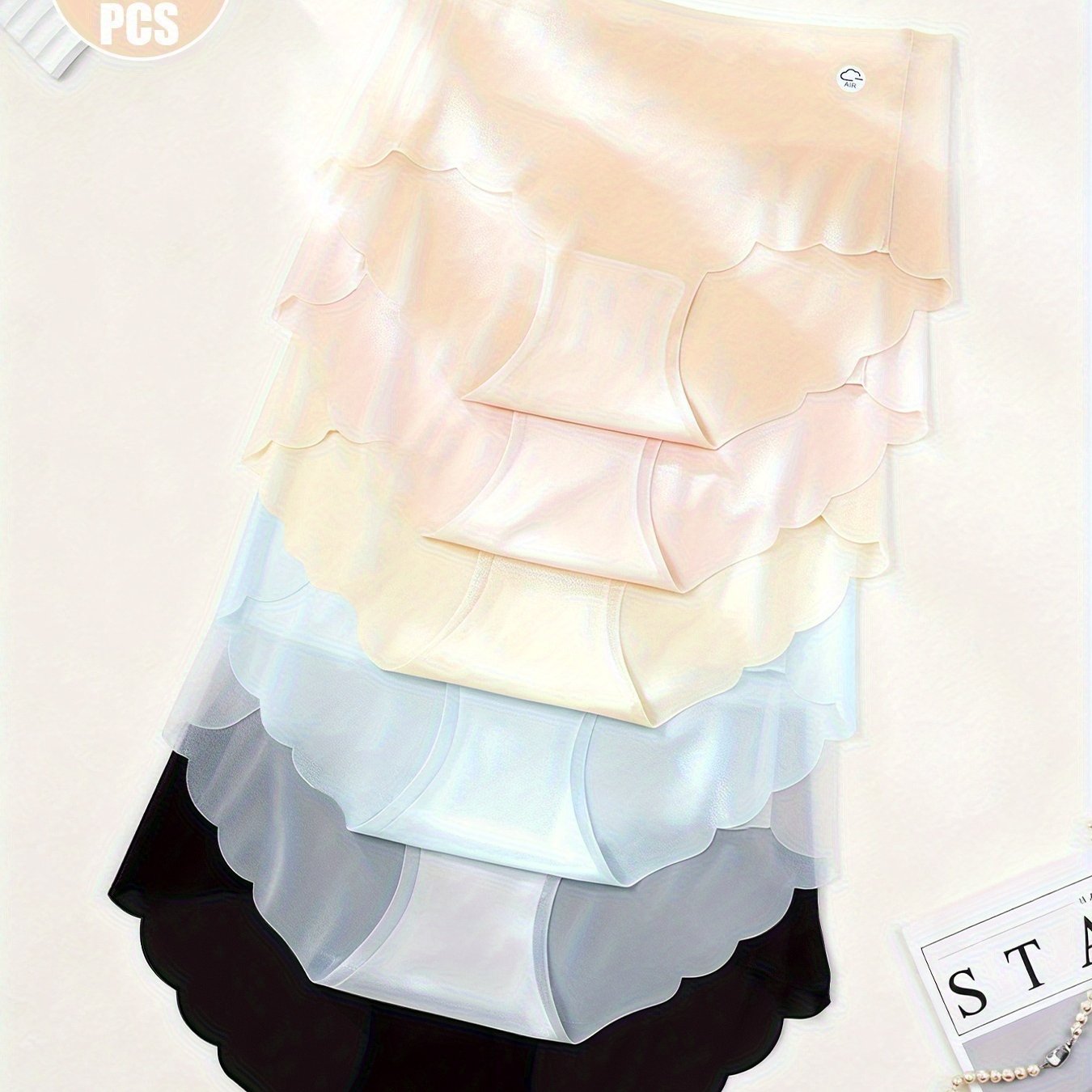 E-shop 6er-Pack halbtransparente Eis Damen Slips, Unifarben, mittelhohe Taille, nahtlose Passform, ultradünn und schnelltrocknend, sich so bequem an,
