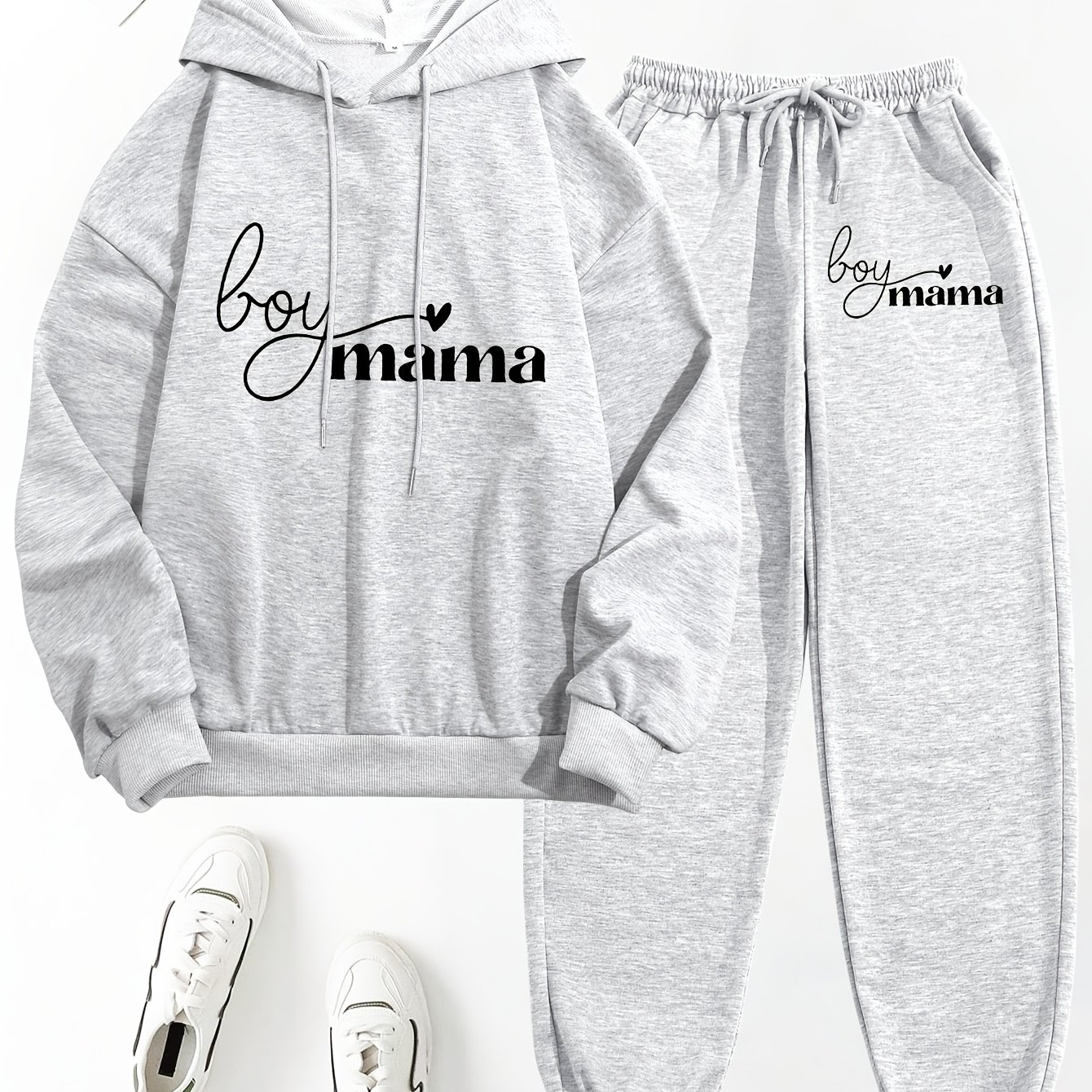 TEMU Two-piece Outfit For Women, Featuring A Printed Hooded Top And Matching Pants