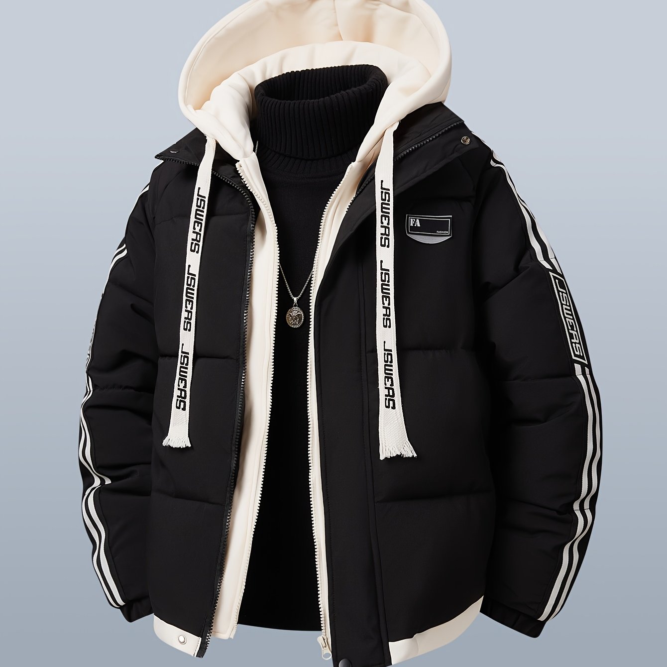 TEMU Une veste à capuche et confortable pour hommes, avec un design pièces, parfaite pour l'hiver - Idéal pour