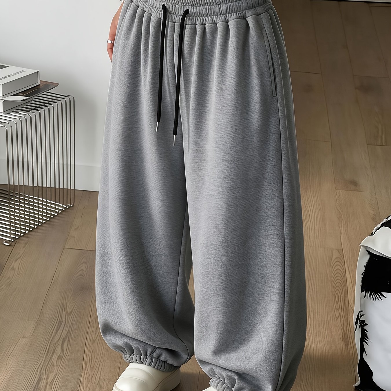 TEMU Women's Comfortable Loose-fit Drawstring Joggers - Women's Casual Wide-leg Pants With Elastic Drawstring Waist - Loose-fitting Slightly Stretchy