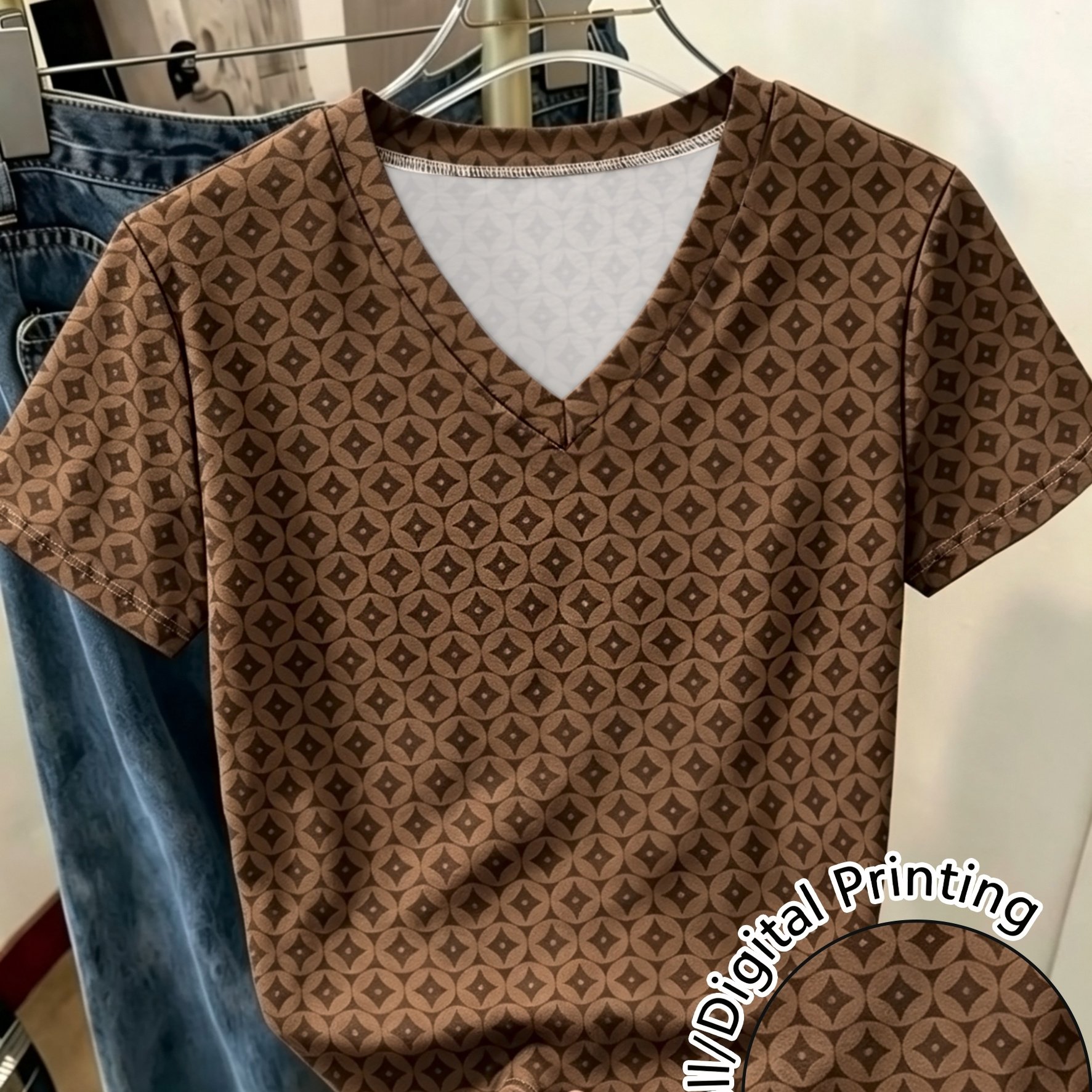 TEMU Women's V Neck Leopard Print Bow T Shirt, Slim Fit Short Sleeve Graphic Casual Tee