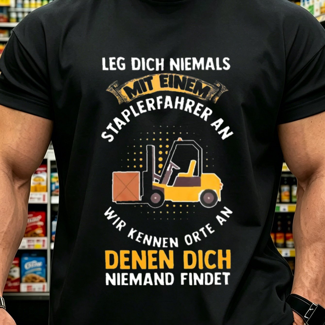 T-shirt With Forklift Driver Graphic And German Text For Work Or Ideal Gift For Men Who Love Industrial Humor, Plus Size