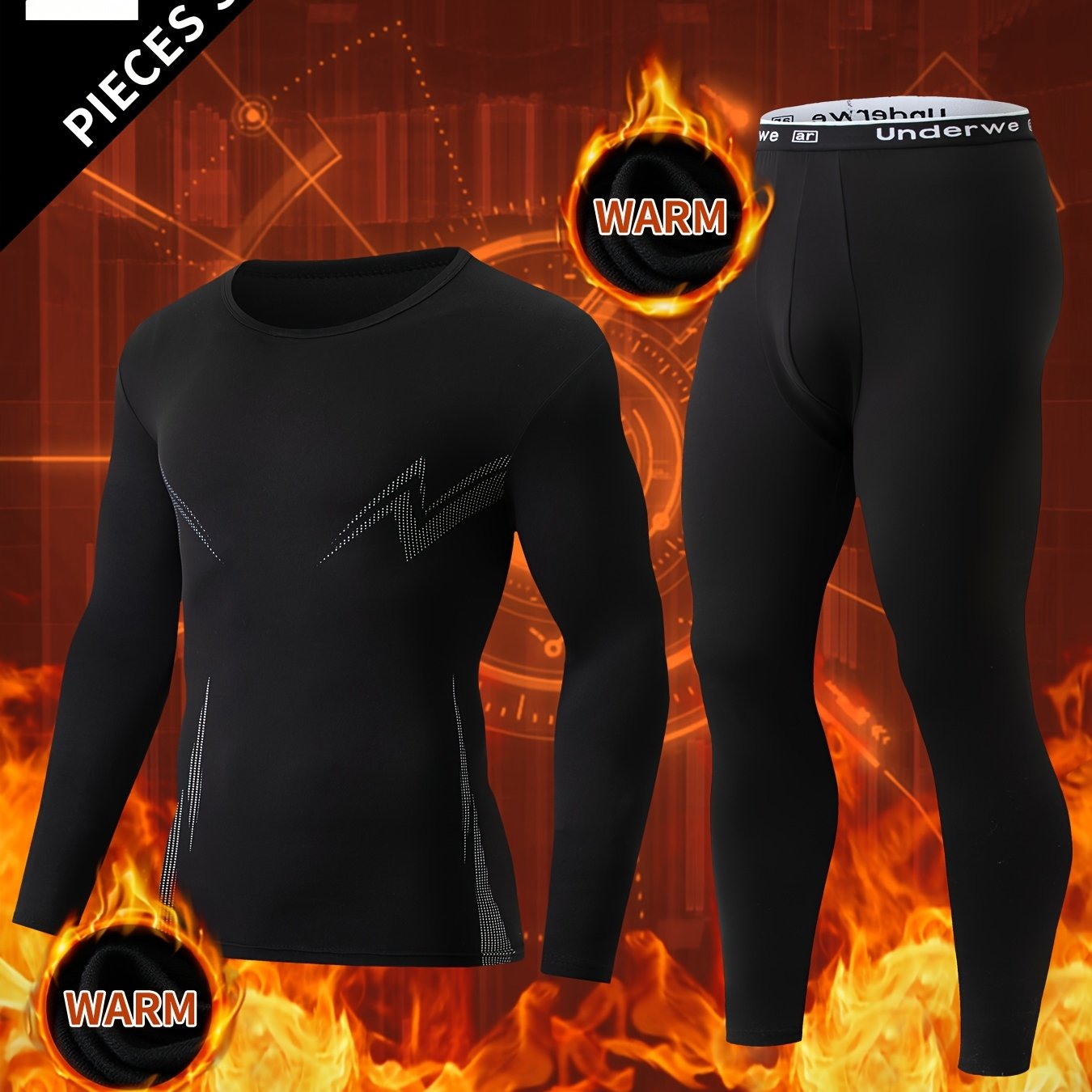 TEMU 2pcs Men's Thermal Underwear Set, Autumn/winter Long Johns, + Pants, Adult Turtleneck Underwear Set Winter Clothes For Men