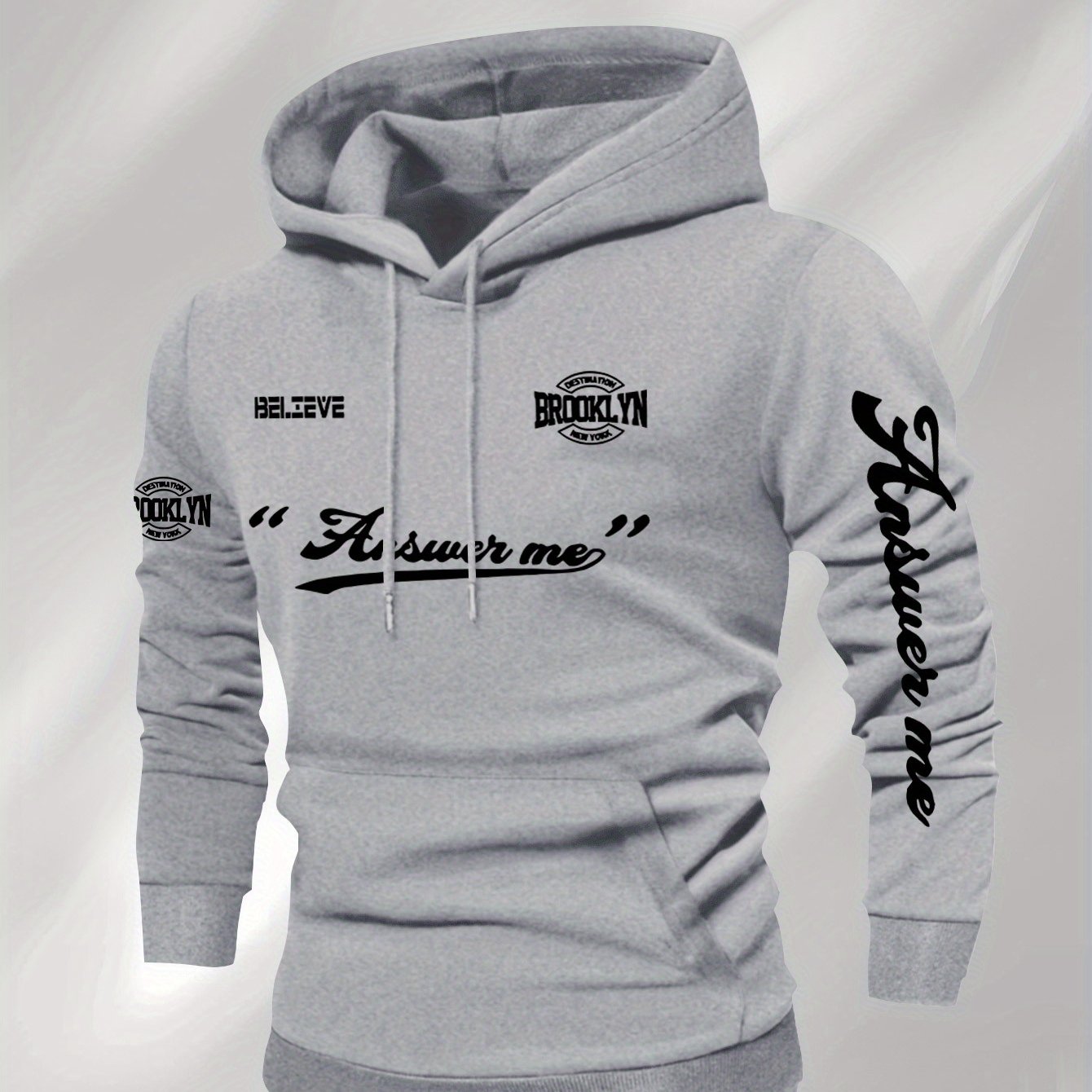 TEMU Men's -lined Solid Color Hooded Pullover Sweatshirt, Popular Men's Outerwear Top