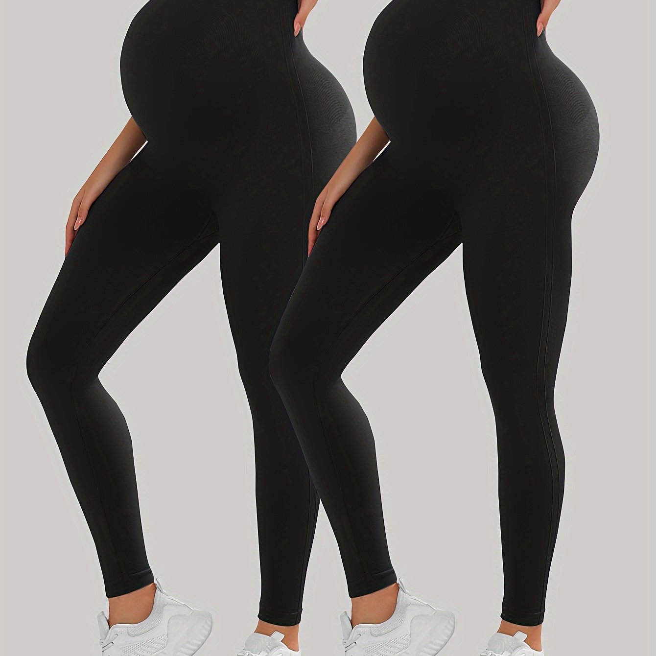 E-shop 2er-Pack Umstands-Leggings mit hoher Taille, Bauchkontroll-Effekt, Po-Hebung, Oberschenkel-Schlankmacher & atmungsaktiver Weichheit