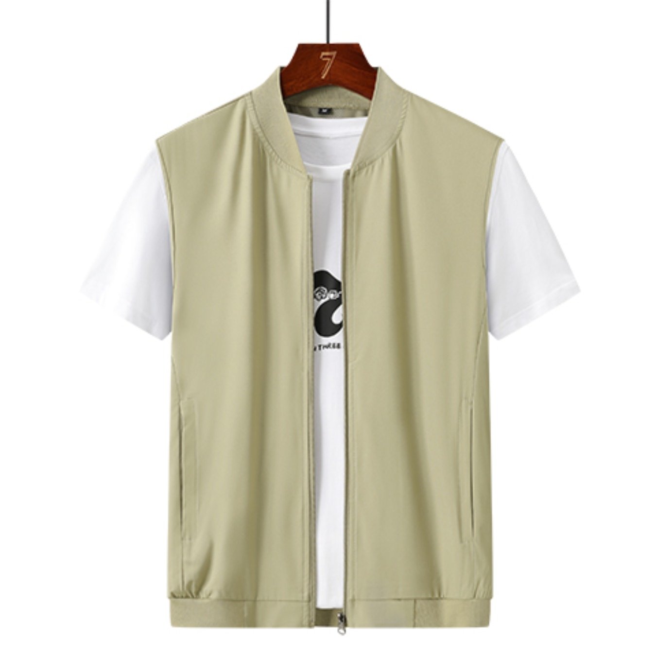 Men's Lightweight Vest, Polyester-spandex Blend Sleeveless Jacket With Zip Front, 5 Colors (khaki, Teal, Army Green, Gray, Black) | Casual Layering Vest For Spring And Summer