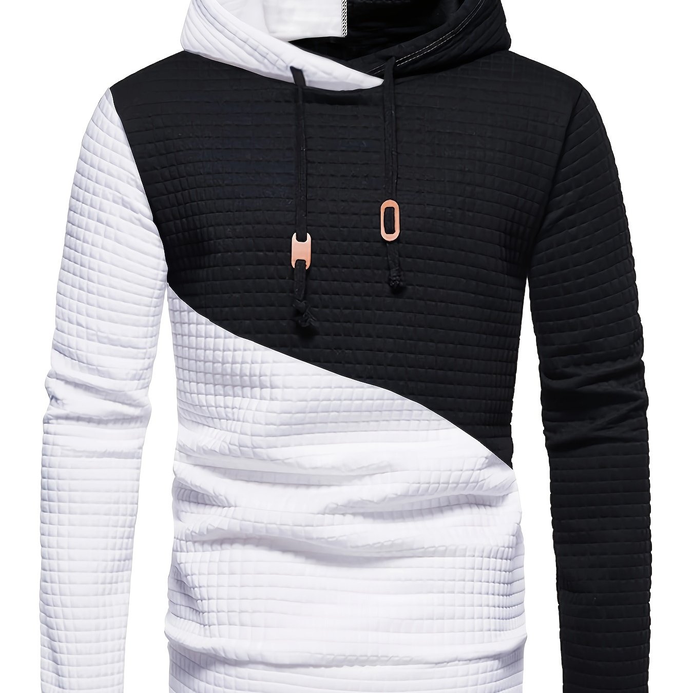Image of Autumn And Men's Sweatshirt Color Block Sports Sweatshirt Versatile Hoodie Street Casual Hoodie