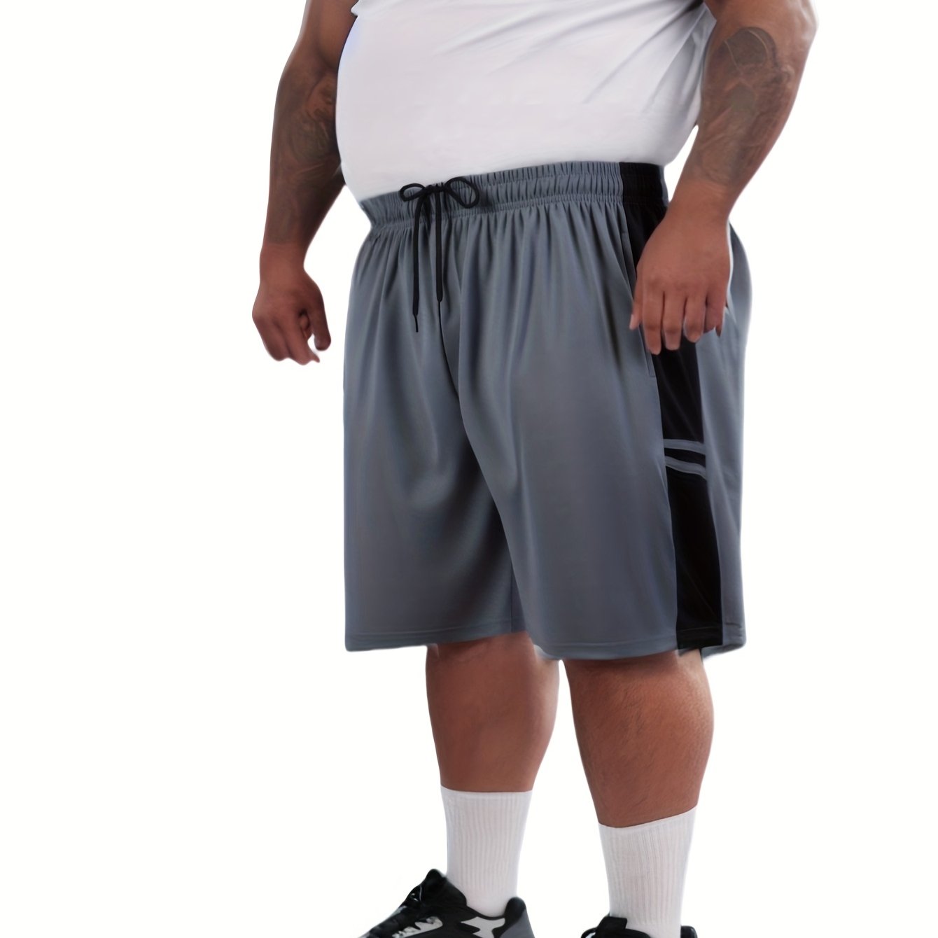 E-shop 5XL~9XL Plus Size Herren-Shorts mit elastischem Bund, Seitennähtdesign und Kordelzug, atmungsaktives Mesh-Gewebe, für Laufen, Basketball &