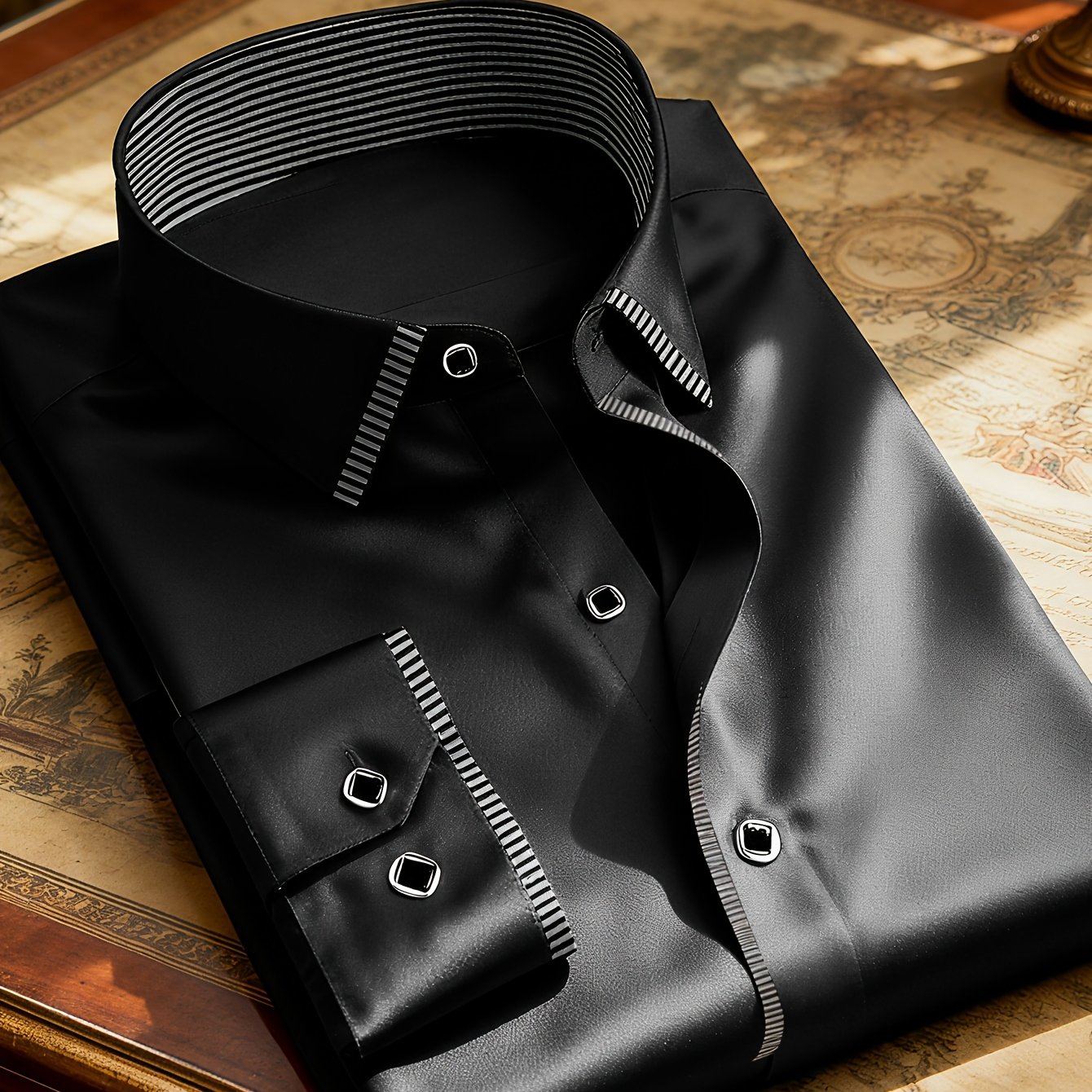 TEMU 1pc Men's Shirt/men's Outfit/men's Designer Clothing/vacation Daily Minimalist Urban -friendly Comfortable Woven Plain Fabric Long Sleeve Formal
