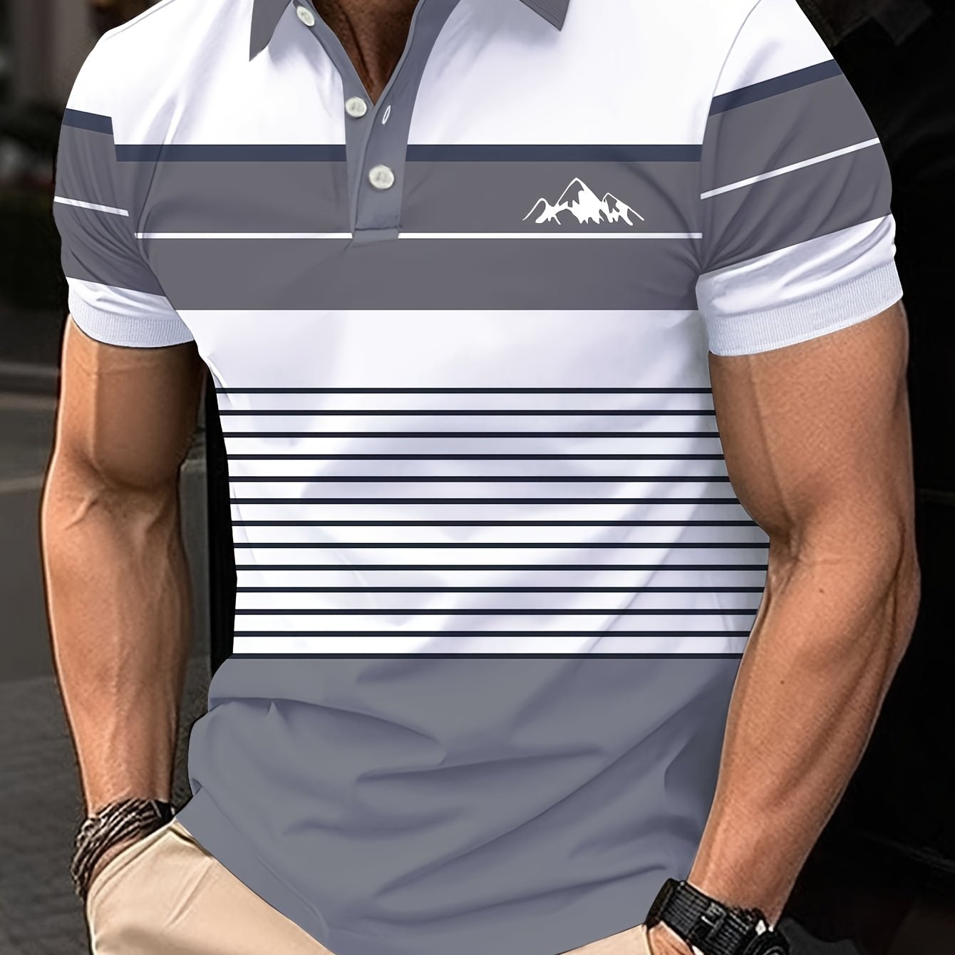 E-shop Herren-Sommer-Poloshirt mit Streifenmuster, modisches vielseitiges Freizeit-Oberteil mit normaler Passform