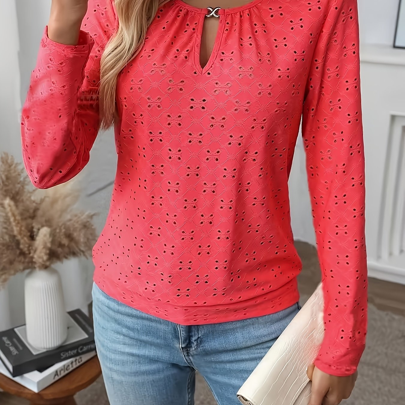 E-shop Elegante Damen Bluse mit V-Ausschnitt und langen Ärmeln - Transparentes, formelles und lässiges Oberteil, Büro- und Party-Essential für Frühling