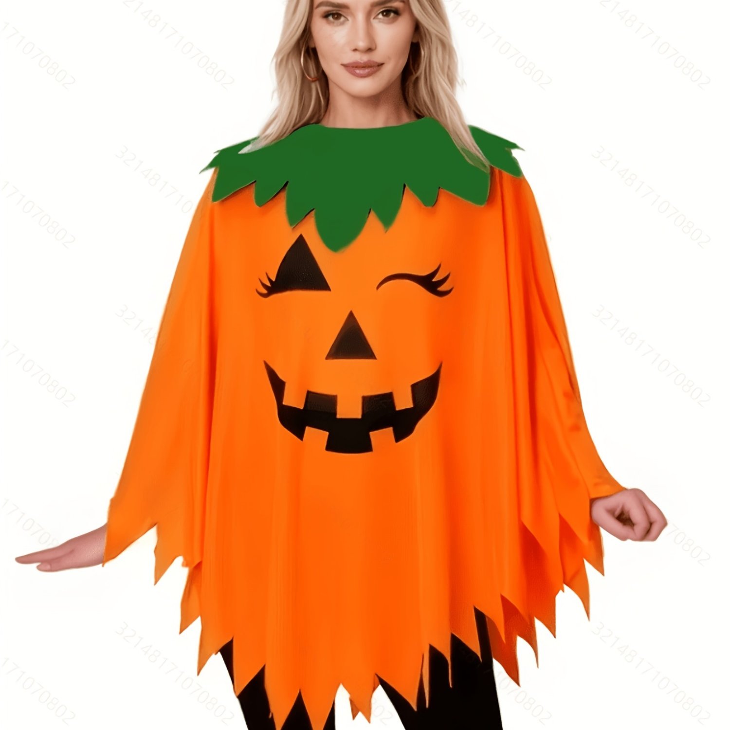 TEMU Halloween Non-glow Adult Pumpkin Cape Shawl Pumpkin Set Cloak Party