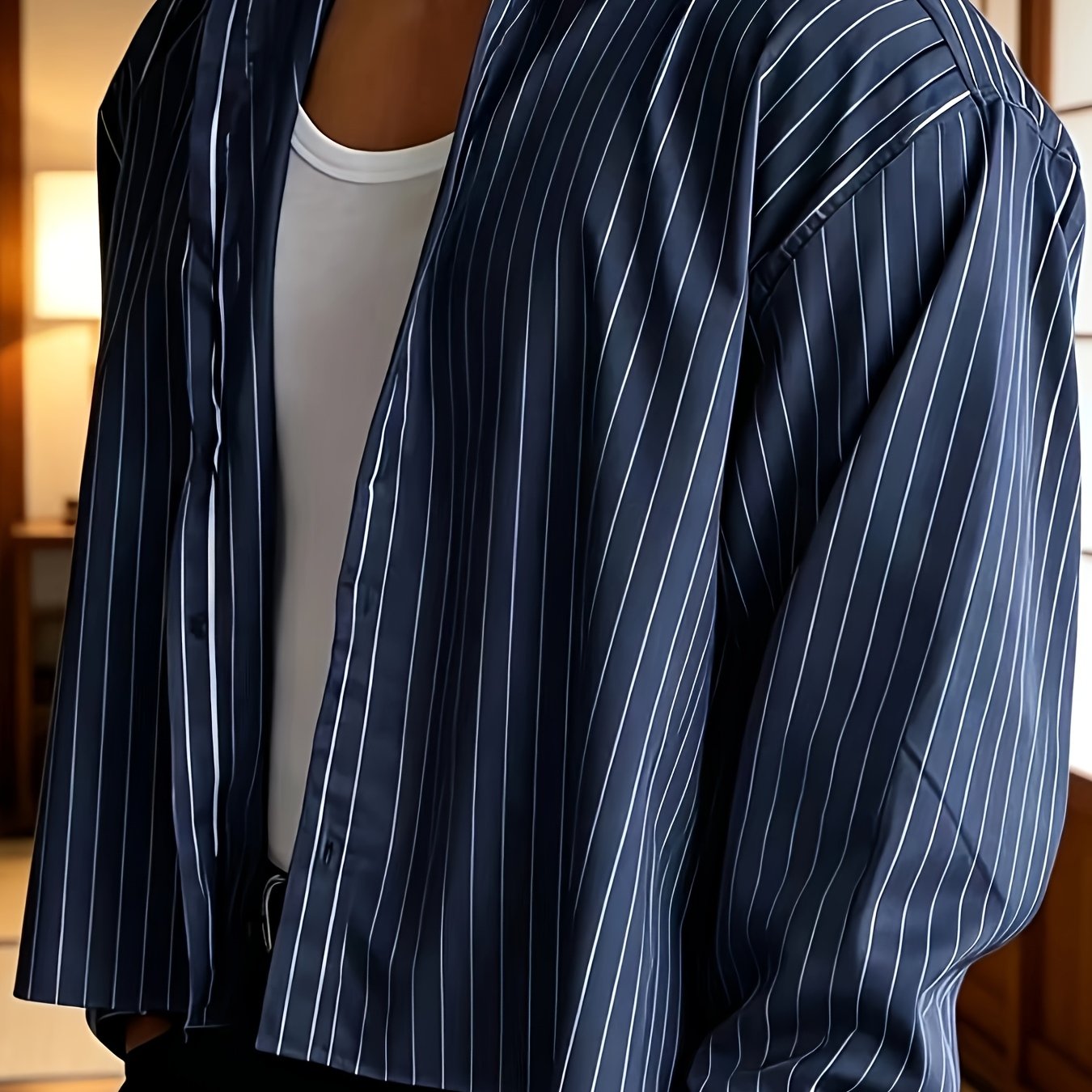 TEMU Men's Striped Long Sleeve Shirt