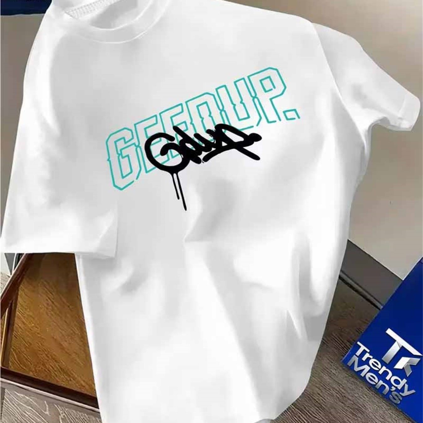 TEMU Urban Streetwear Graffiti Print T-shirt - Short Sleeve Round Neck Casual Tee With Suitable For Hip-hop Style, Machine Washable Summer Top,