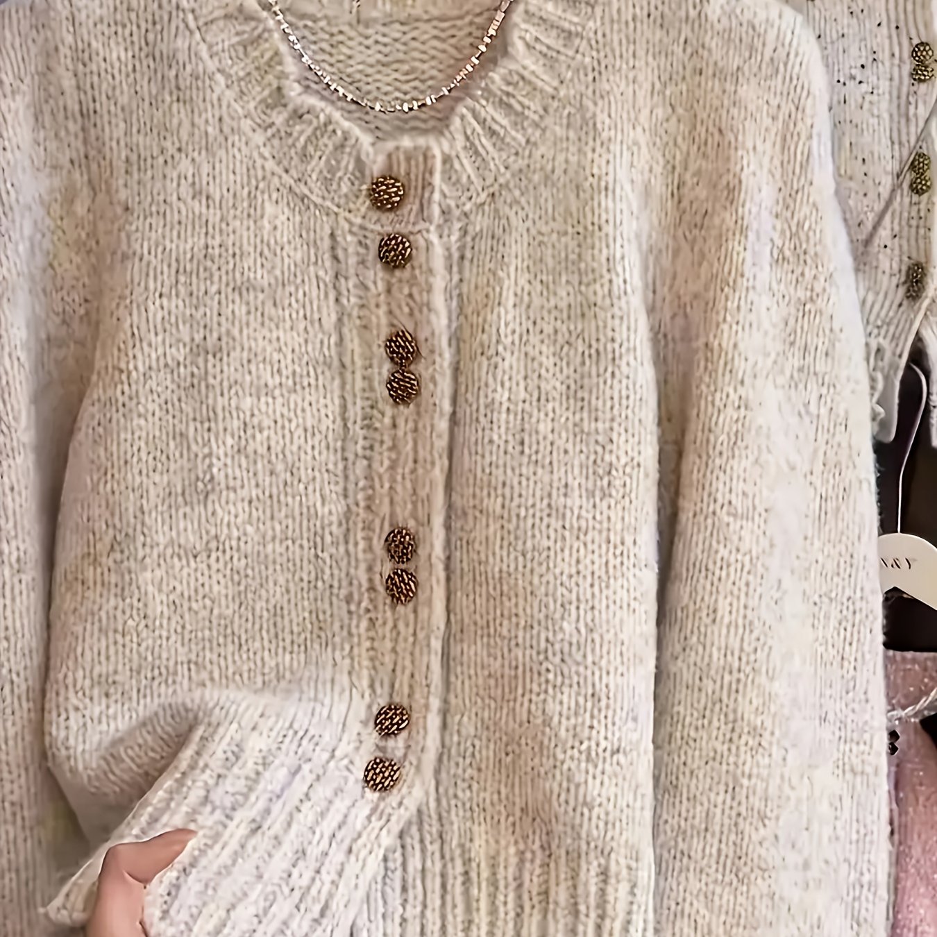 TEMU New Autumn And Winter Small Fragrant Wind Cardigan, Korean Style Fashionable Versatile Long-sleeve Sweater